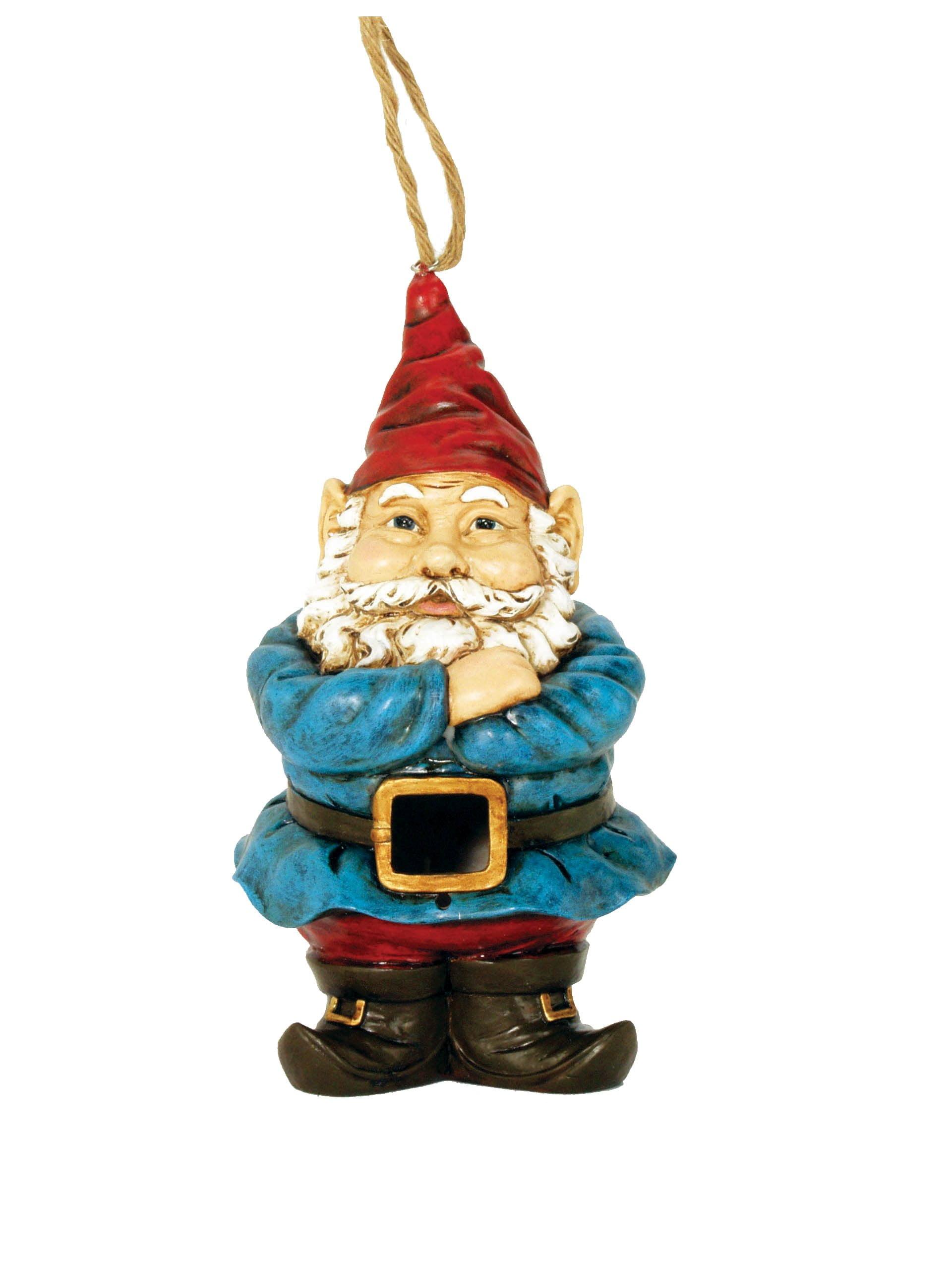 Cheerful Gnome Resin Hanging Garden Birdhouse