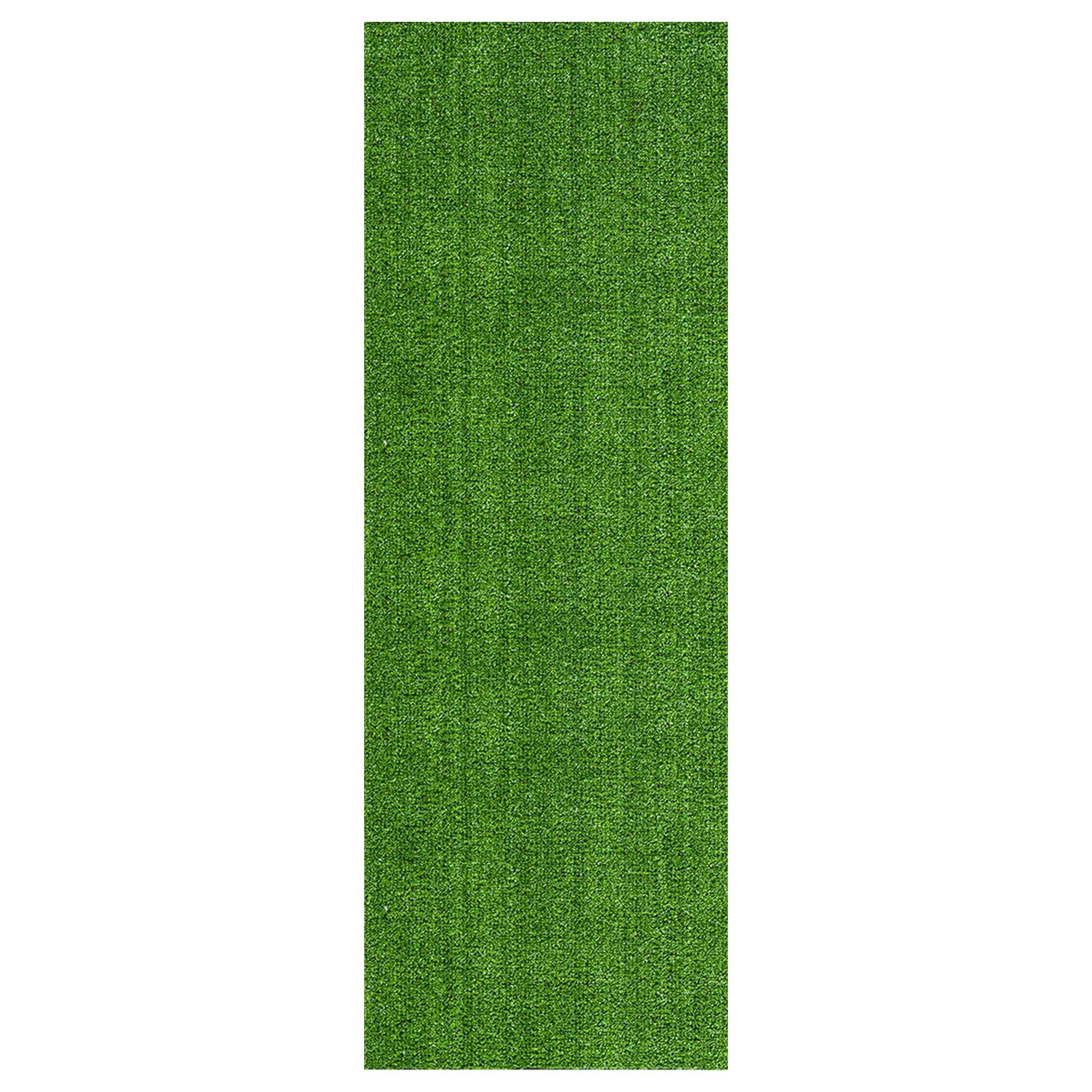 Green Polypropylene Indoor/Outdoor Artificial Grass Rug with Rubber Backing