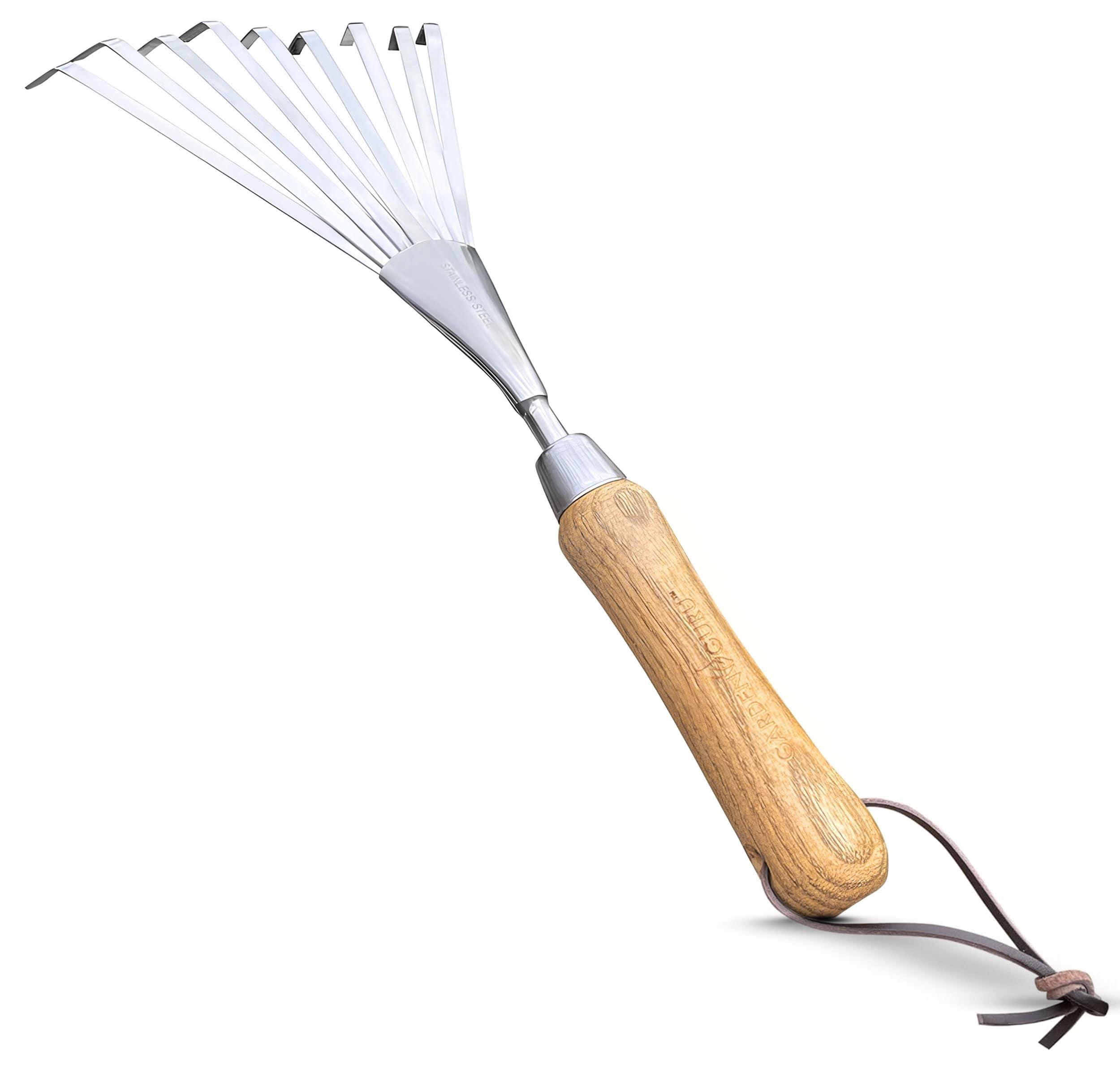 Eco-Friendly Stainless Steel Hand Rake with Wooden Handle