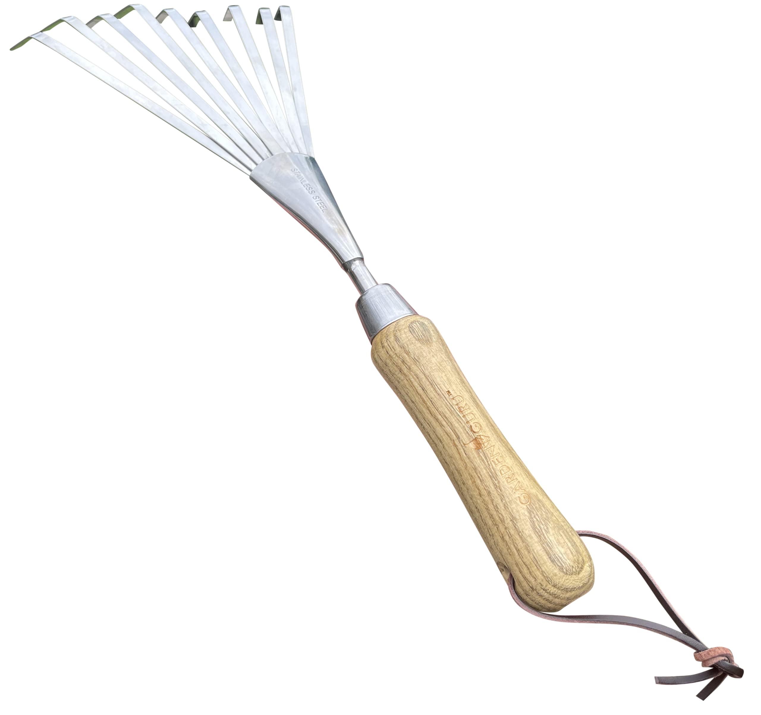 Eco-Friendly Stainless Steel Hand Rake with Wooden Handle