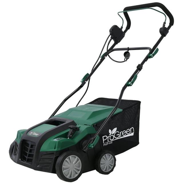 ProGreen 16" Green Electric Lawn Dethatcher Scarifier with Collection Bag