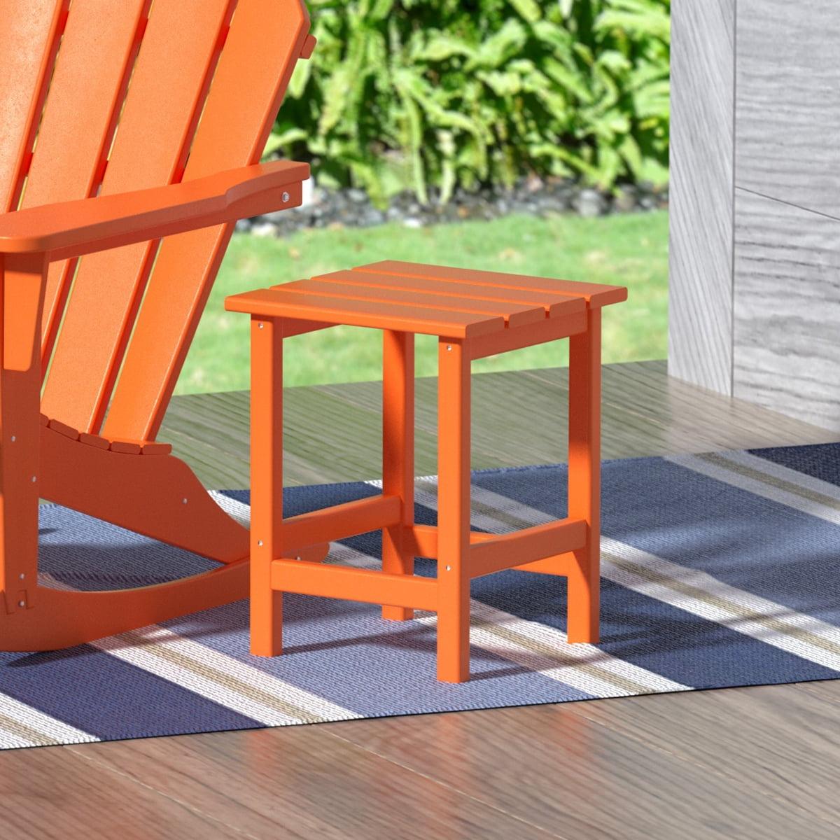 WestinTrends All-Weather Outdoor Patio Round Poly Adirondack Side Table, Orange