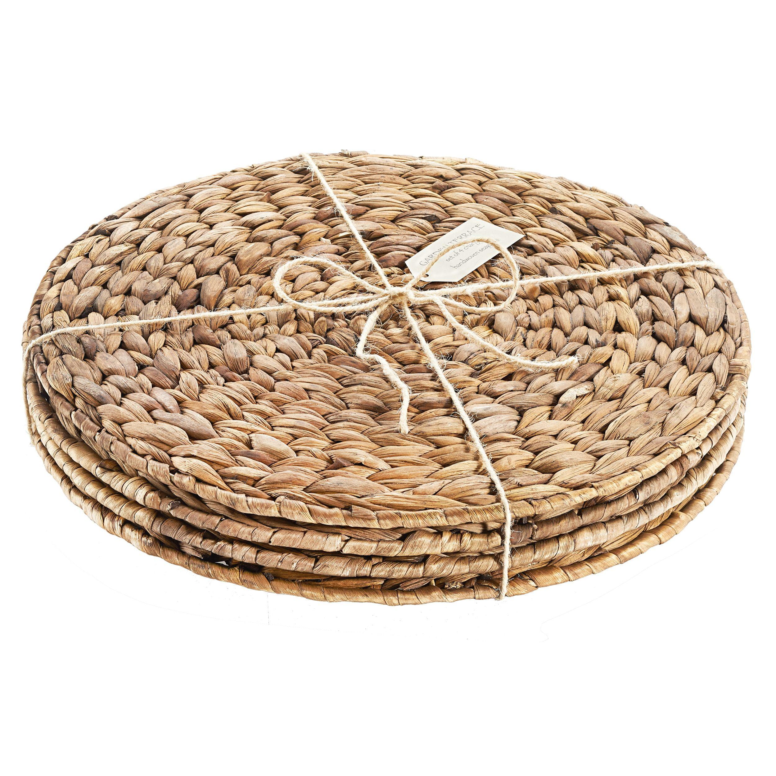 Natural Seagrass Round Charger Placemats, Set of 4