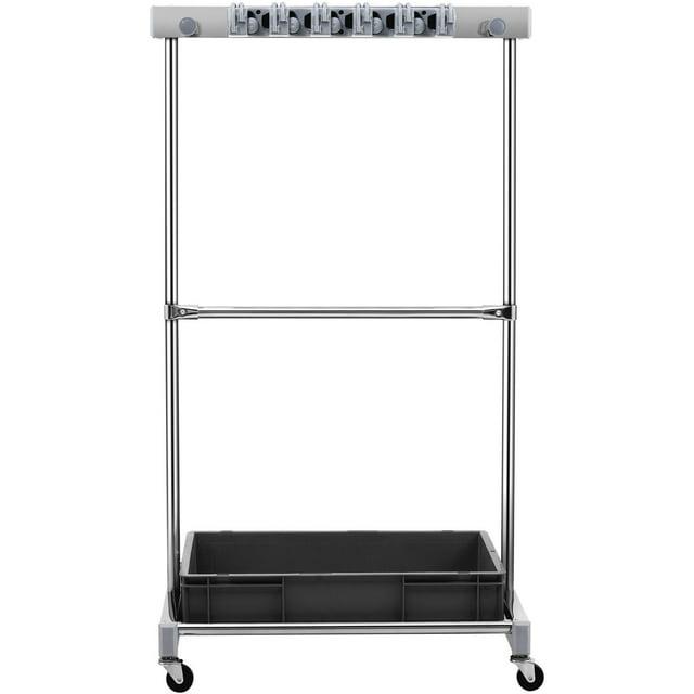 VEVOR Garden Tool Organizer, 10 Slots with Hooks, Yard Tool Tower Rack with Wheels for Garage Organization and Storage, Hold Long-Handled Tool/Rake