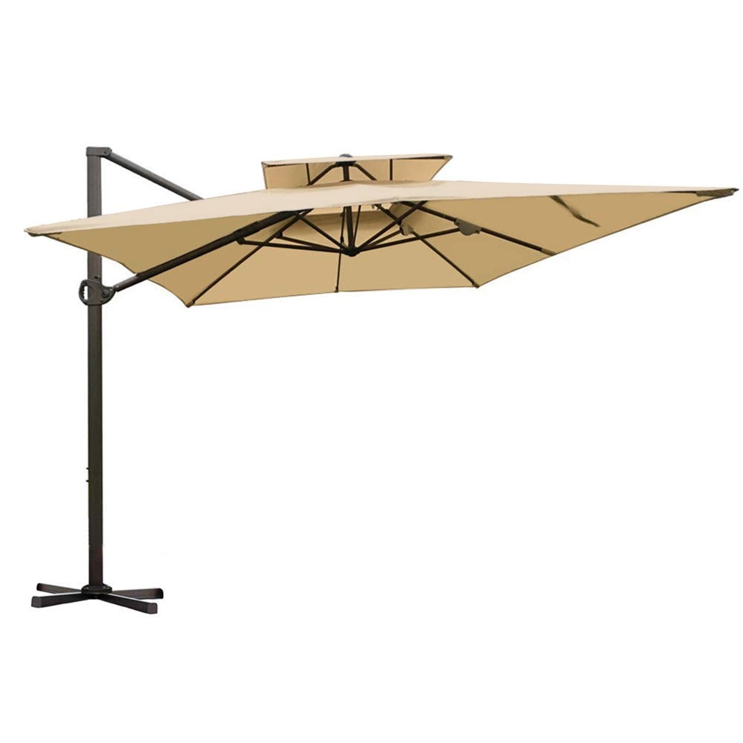 Beige Whisper 9' x 12' Two-Tiered Offset Umbrella Canopy