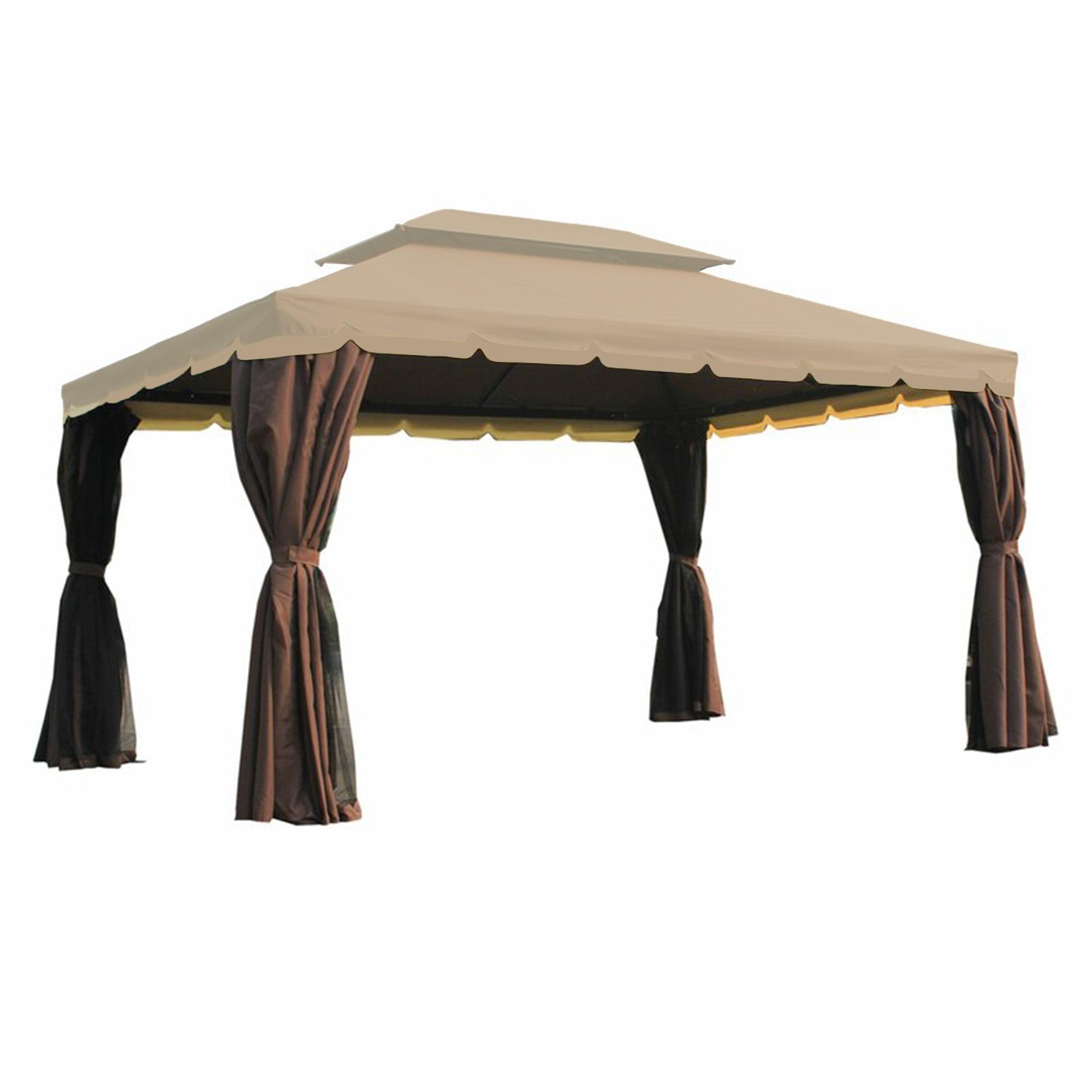 Outsunny Classic 10x13 Double-Tiered Gazebo Canopy - Beige Whisper