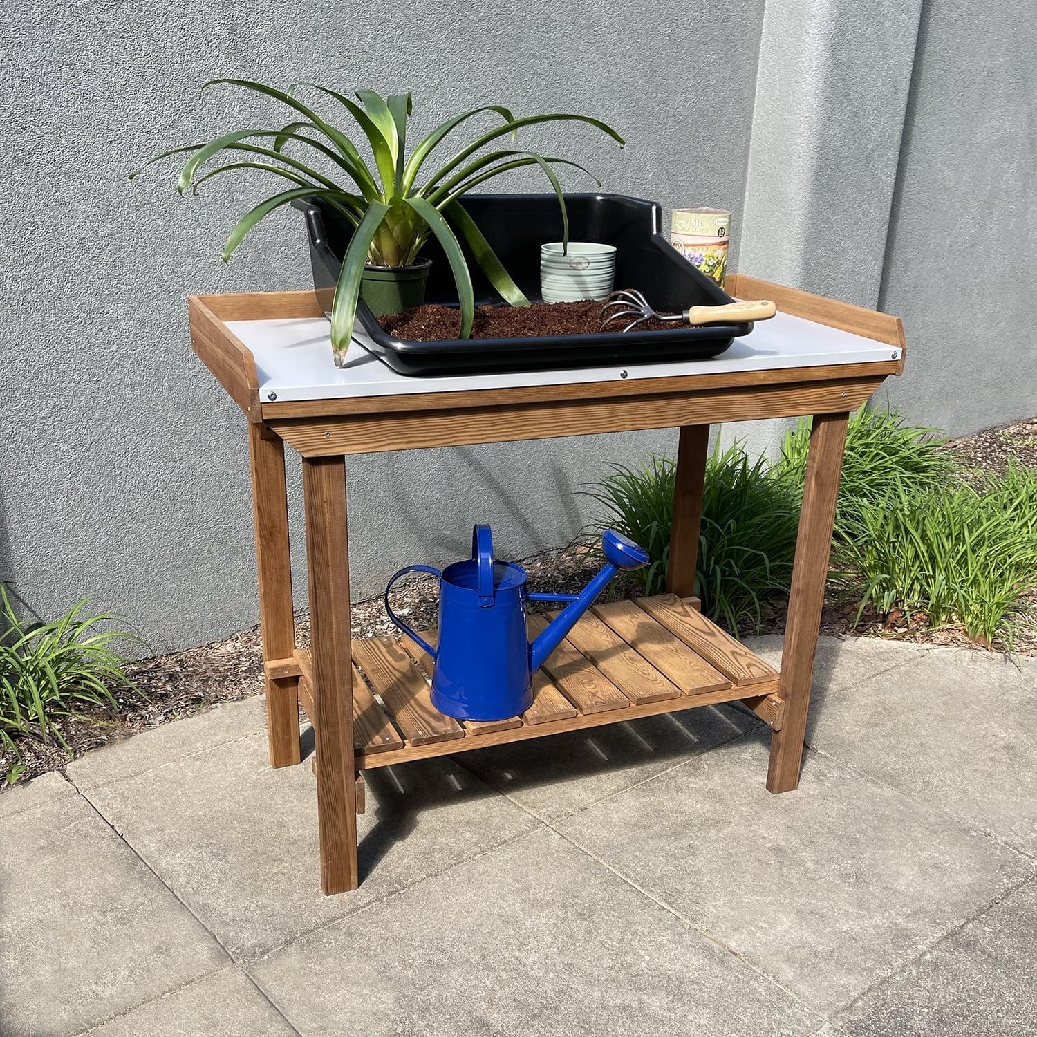 Tierra Garden Gardener's Table with Tin Surface