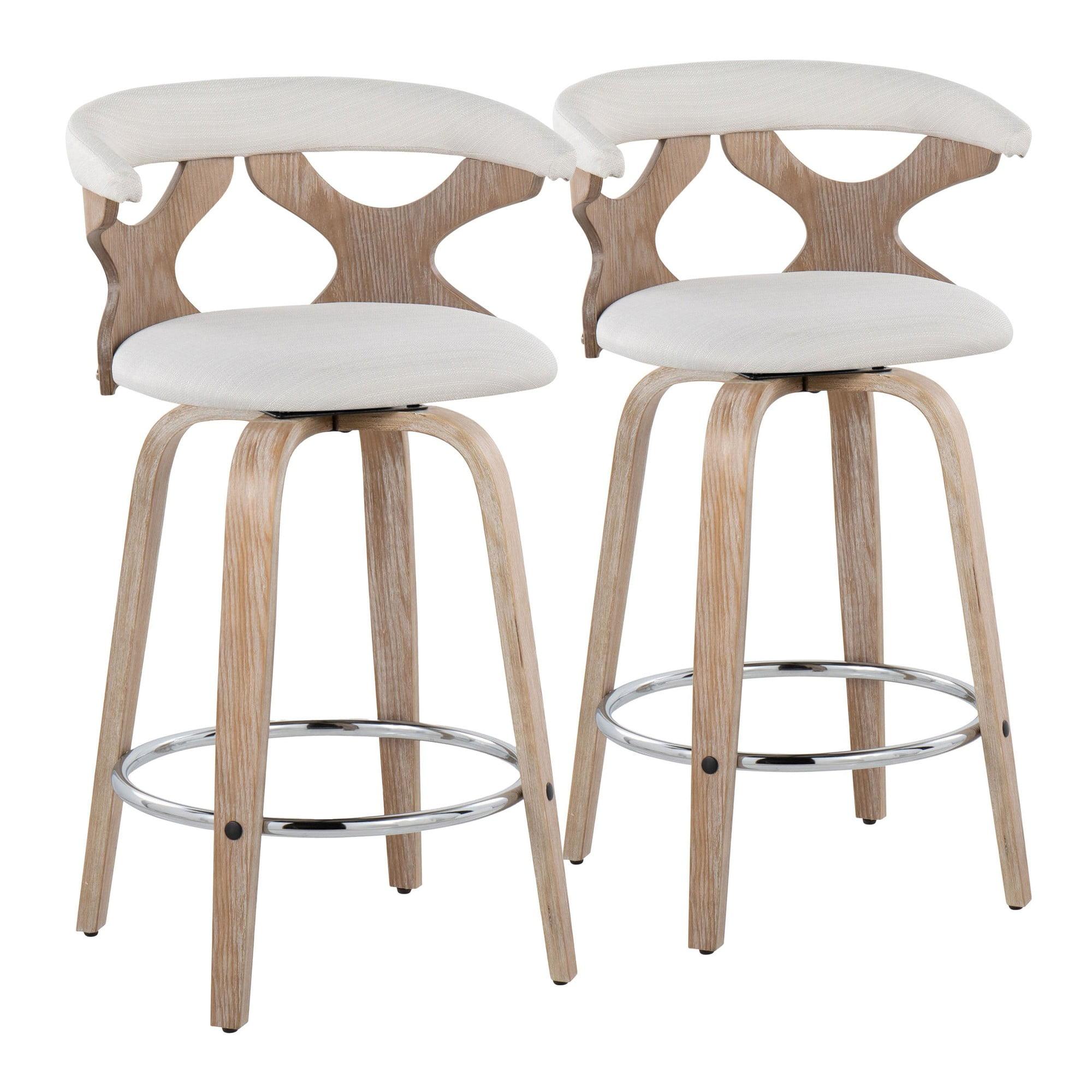 Set of 2 Gardenia Counter Height Barstools White Wash/Cream/Chrome - LumiSource