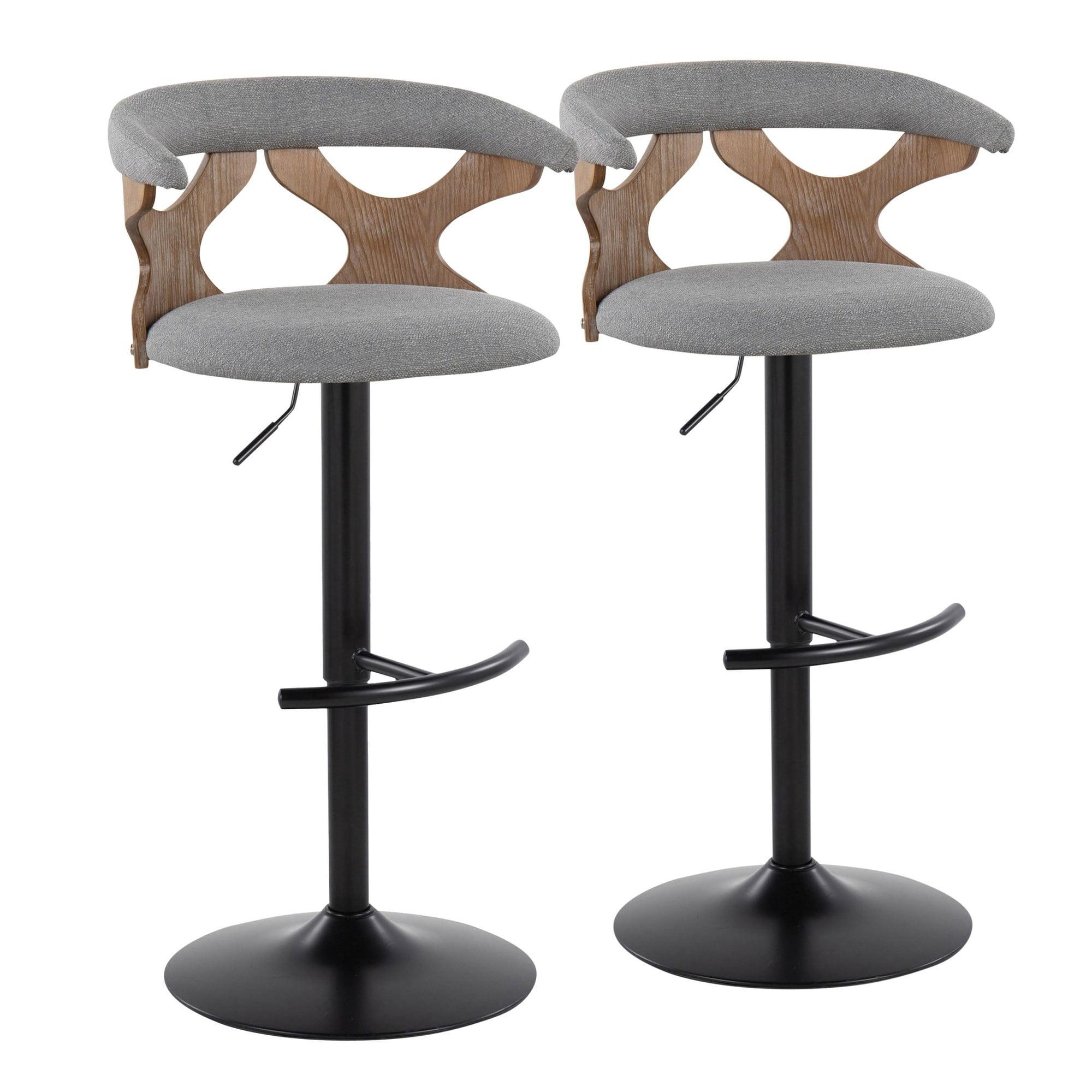 Gardenia Adjustable Bar Stool, Chrome Bar Stools, Bar Chairs, Swivel Bar Stools, Bar Stools Set of 2 (Light Grey Fabric)