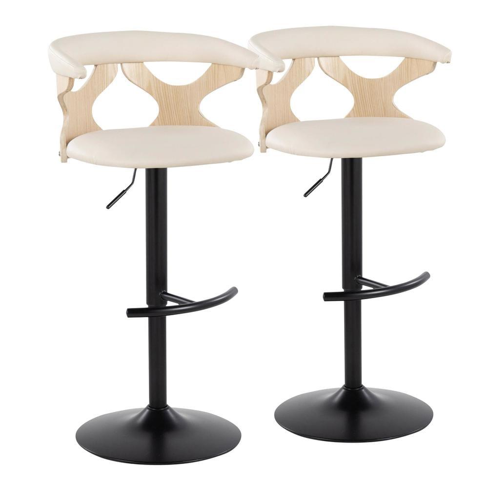 LumiSource Gardenia Swivel Upholstered Adjustable Height Counter Stool with Metal Frame (Set of 2)