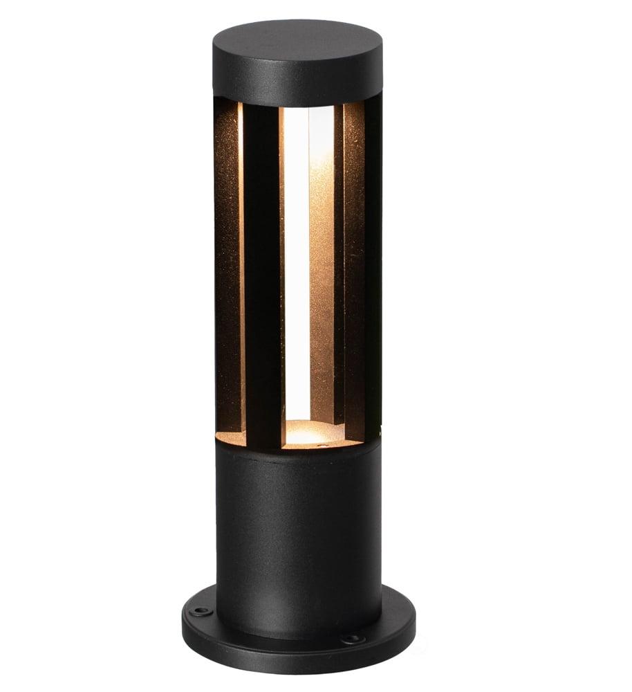 Gardenised Gardenised 15.75-inch Round Led Bollard Path Lights – Durable Decorative Aluminum Wired Landscape Lighting For Walkways, Gardens, Pools, Porches, Driveways, And Surrounding Areas, Black