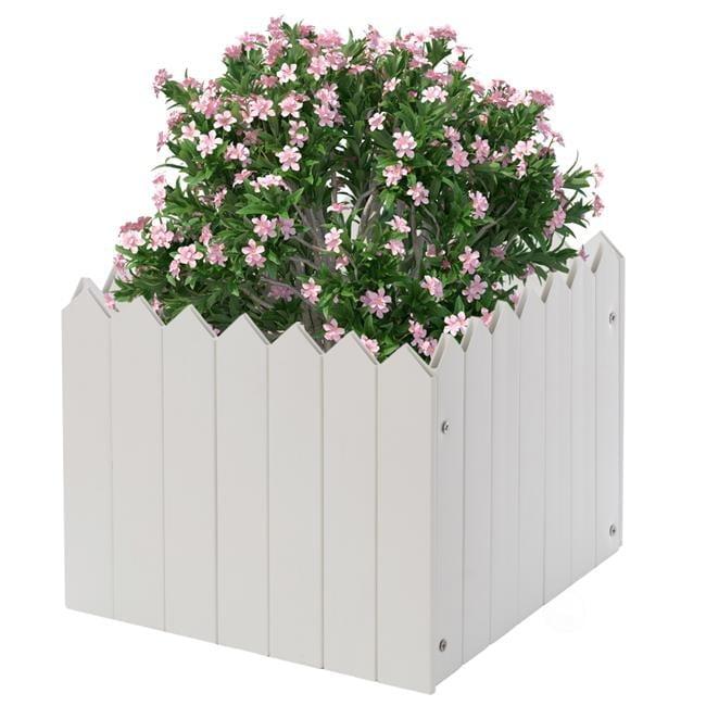 Gardenised Square Traditional Fence Design Vinyl Planter Box