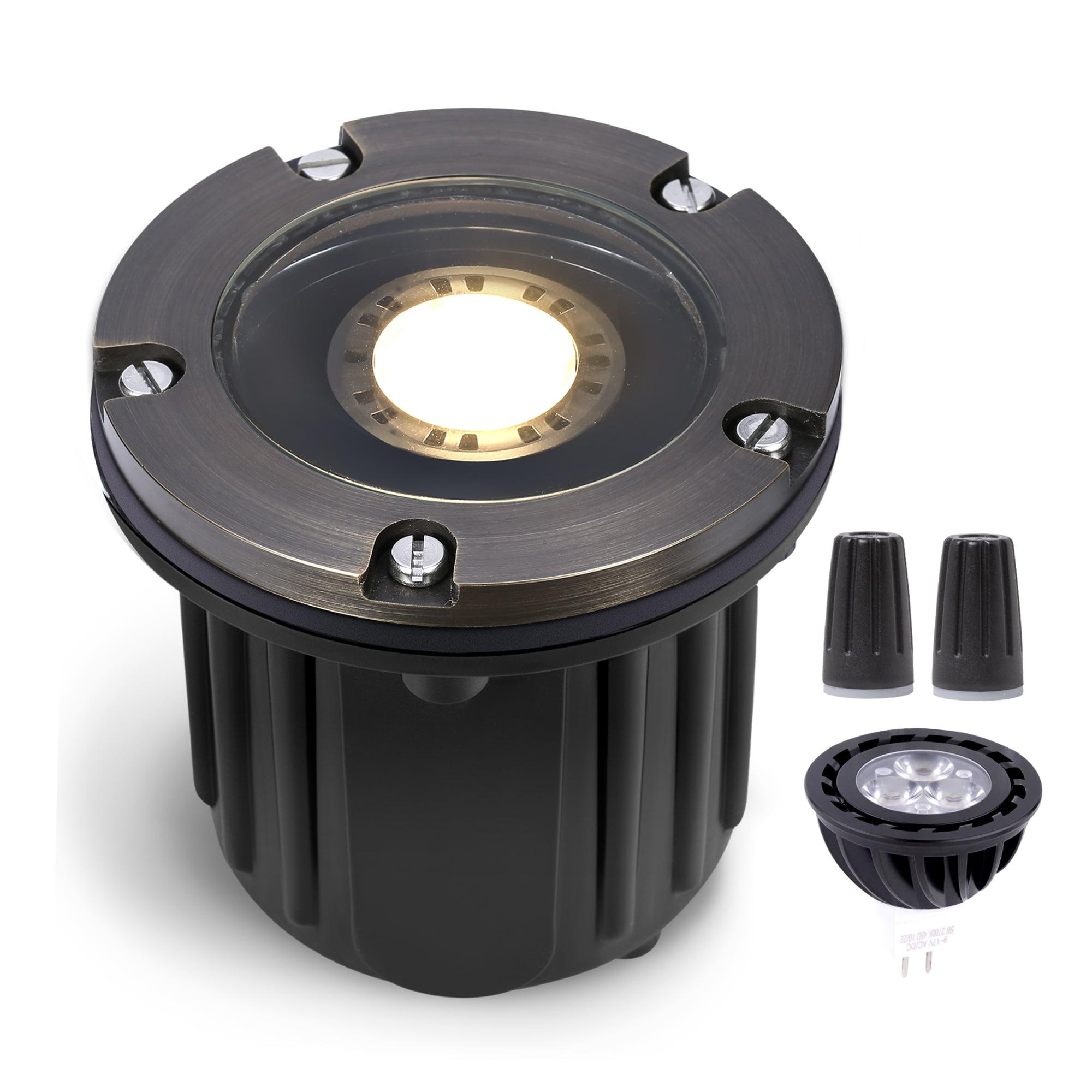 Gardenreet White Low Voltage Integrated LED Solid Brass Well Light Kit