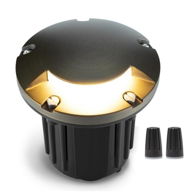 Gardenreet Brass Well Lights Landscape Led In Ground,12V LED Low Voltage Landscape Lighting Well Lights for Garden, Pathway Without MR16 Bulb(One-Direction Turret)