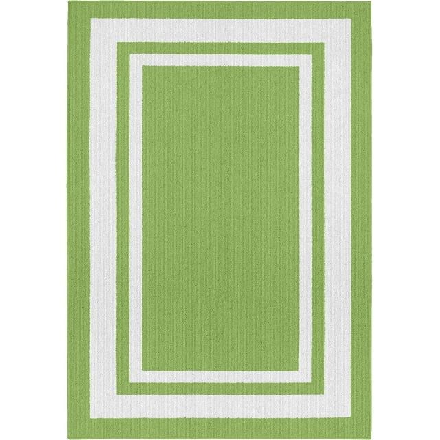 Garland Rug Borderline Polypropylene Grasshopper Green/White Indoor/Outdoor Area Rug, 5' x 7'