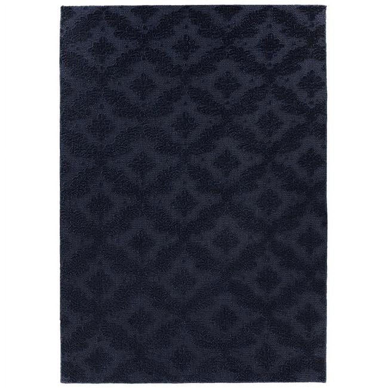 Navy Tufted Polypropylene Non-slip Area Rug, 6' x 9'