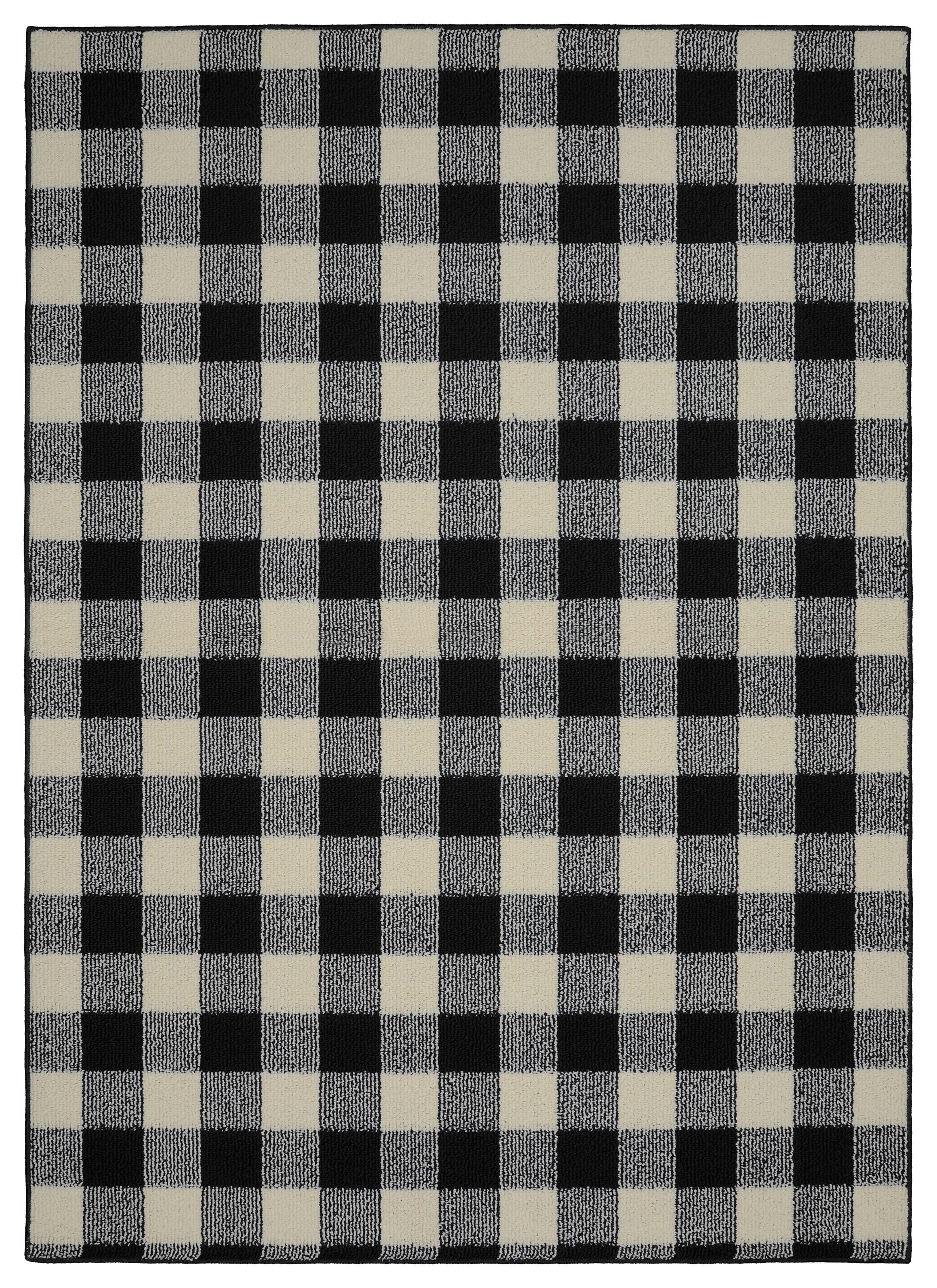 Garland Rug Country Living Buffalo Plaid Polypropylene Black/Ivory Indoor Area Rug, 5' x 7'