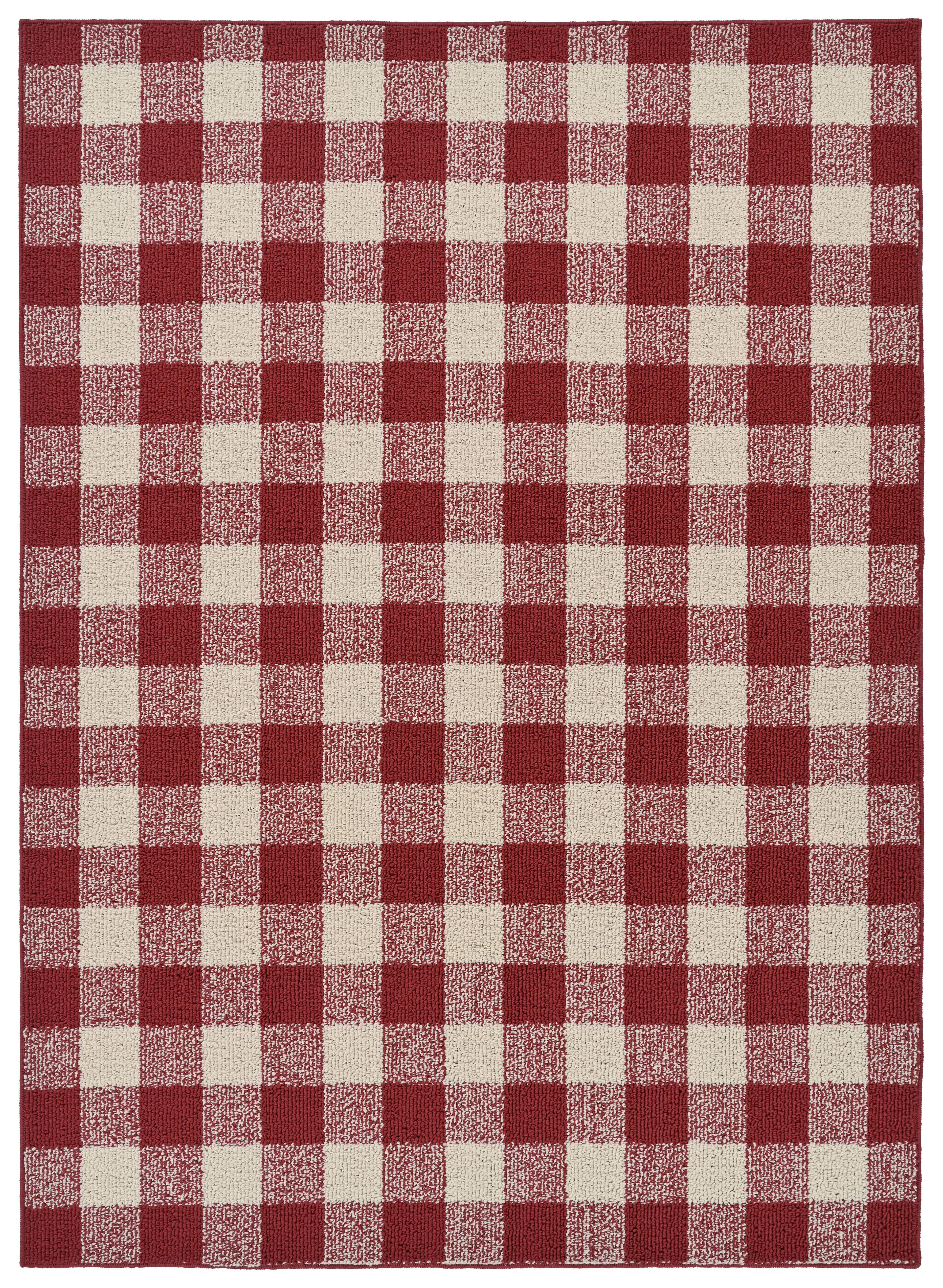 Garland Rug Country Living Buffalo Plaid Polypropylene Chili/Ivory Indoor/Outdoor Area Rug, 5' x 7'