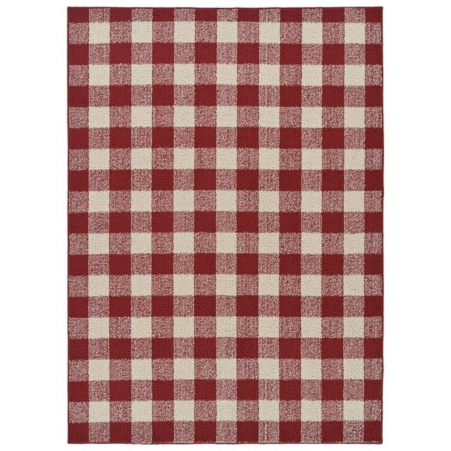 Garland Rug Country Living Buffalo Plaid Polypropylene Chili/Ivory Indoor/Outdoor Area Rug, 5' x 7'