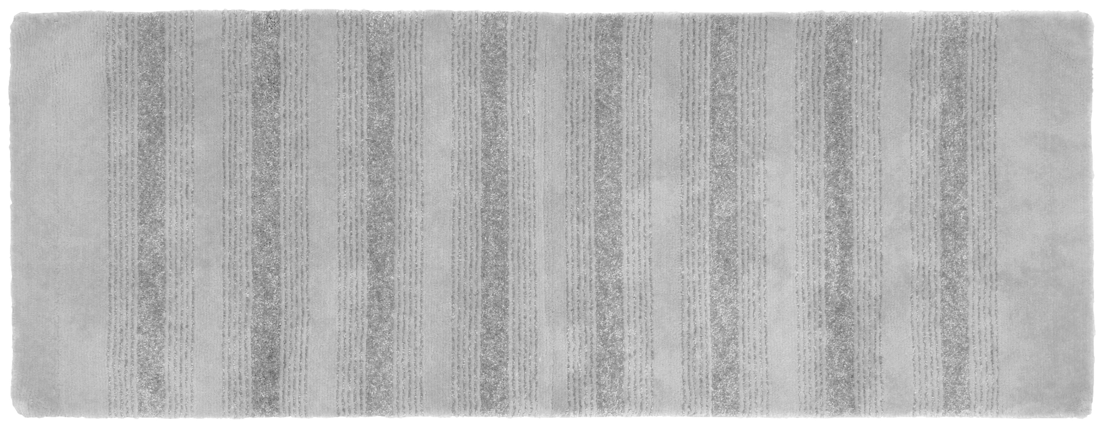 Essence Platinum Gray 22" x 60" Nylon Striped Bathroom Rug Runner