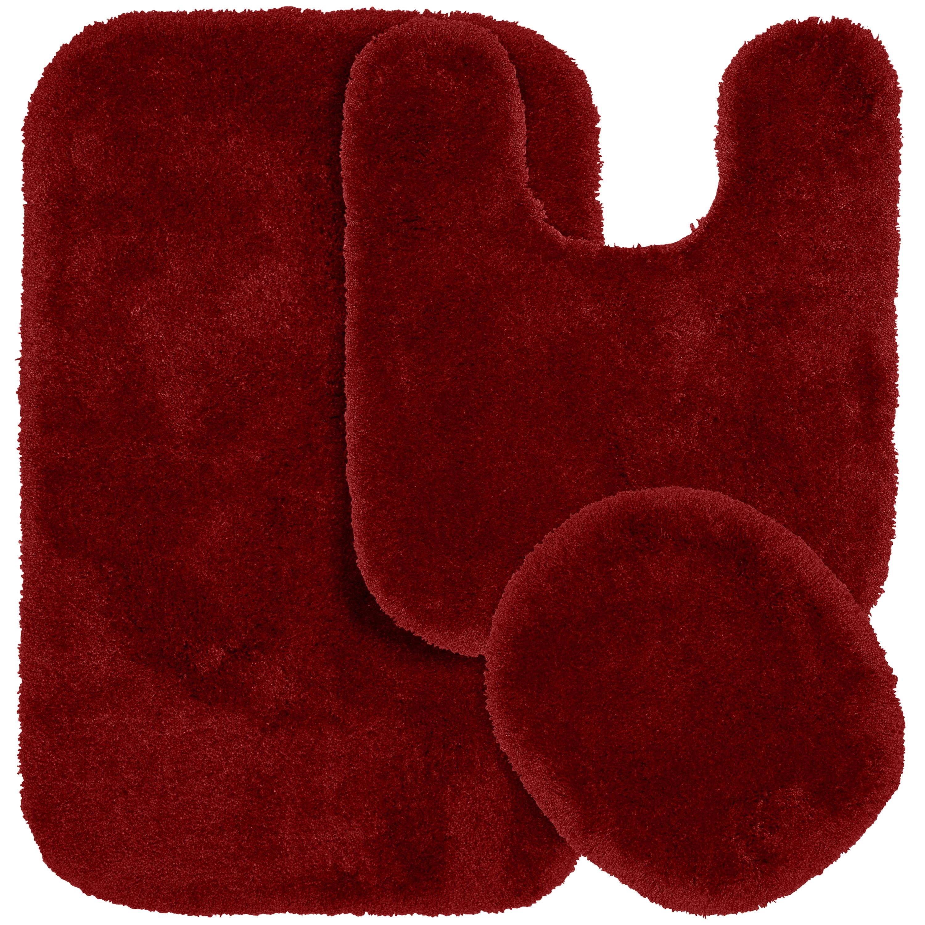 Garland Rug 3pc Finest Luxury Ultra Plush Washable Nylon Bath Rug Set Red : Microfiber, Machine Washable, Non-Slip Backing