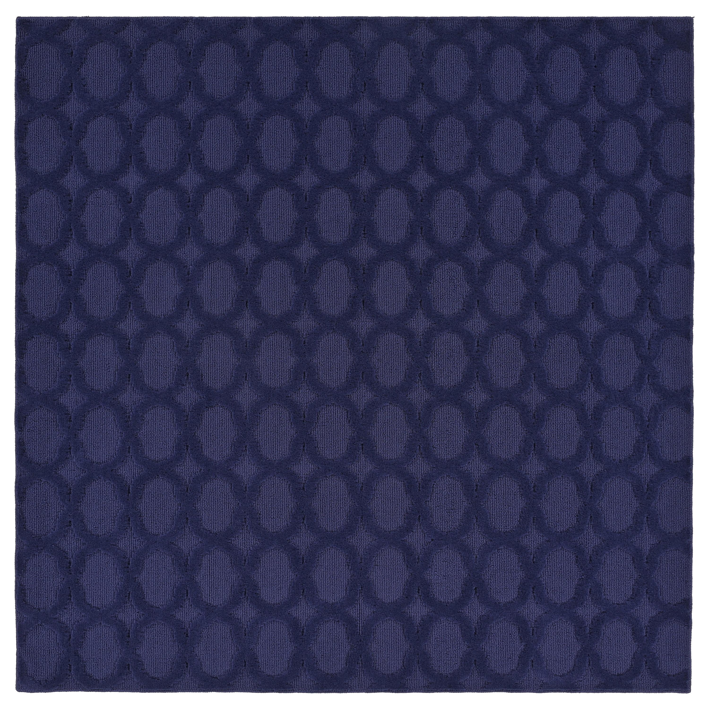 Elegant Navy Trellis 6' Square Handmade Indoor/Outdoor Rug