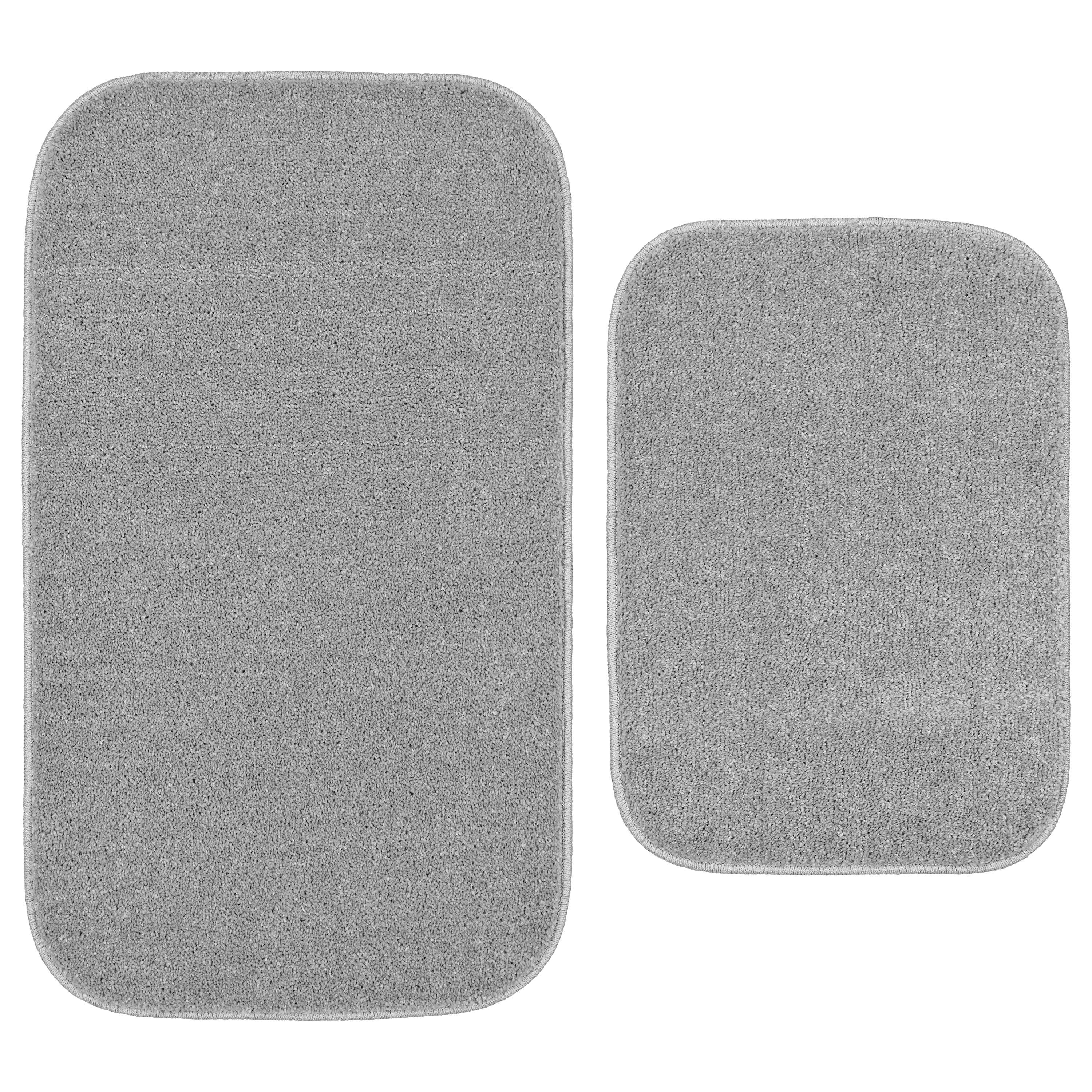 Garland Rug Gramercy Washable Bath Rug Set, 2 Piece (20"x34" & 17"x24") Silver