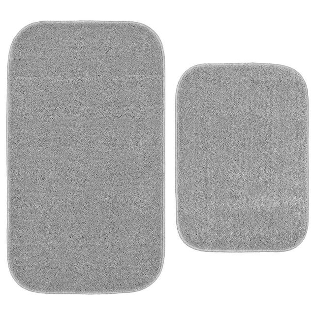 Garland Rug Gramercy Washable Bath Rug Set, 2 Piece (20"x34" & 17"x24") Silver