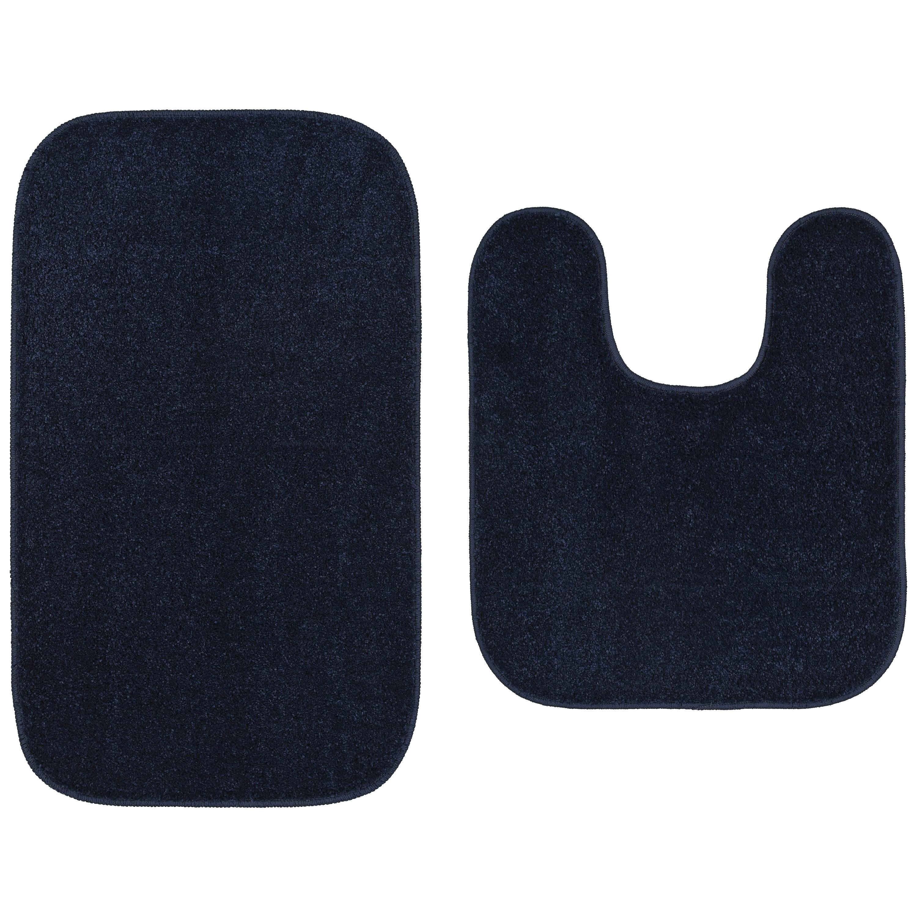 Garland Rug Gramercy Washable Bath Rug Set, 2-Piece (20"x34" & Contour Rug) Navy