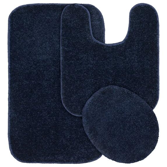Gramercy 3pc Washable Bathroom Rug Set Navy - Garland Rug: Non-Skid, Tufted, Polypropylene Bath Mats Set