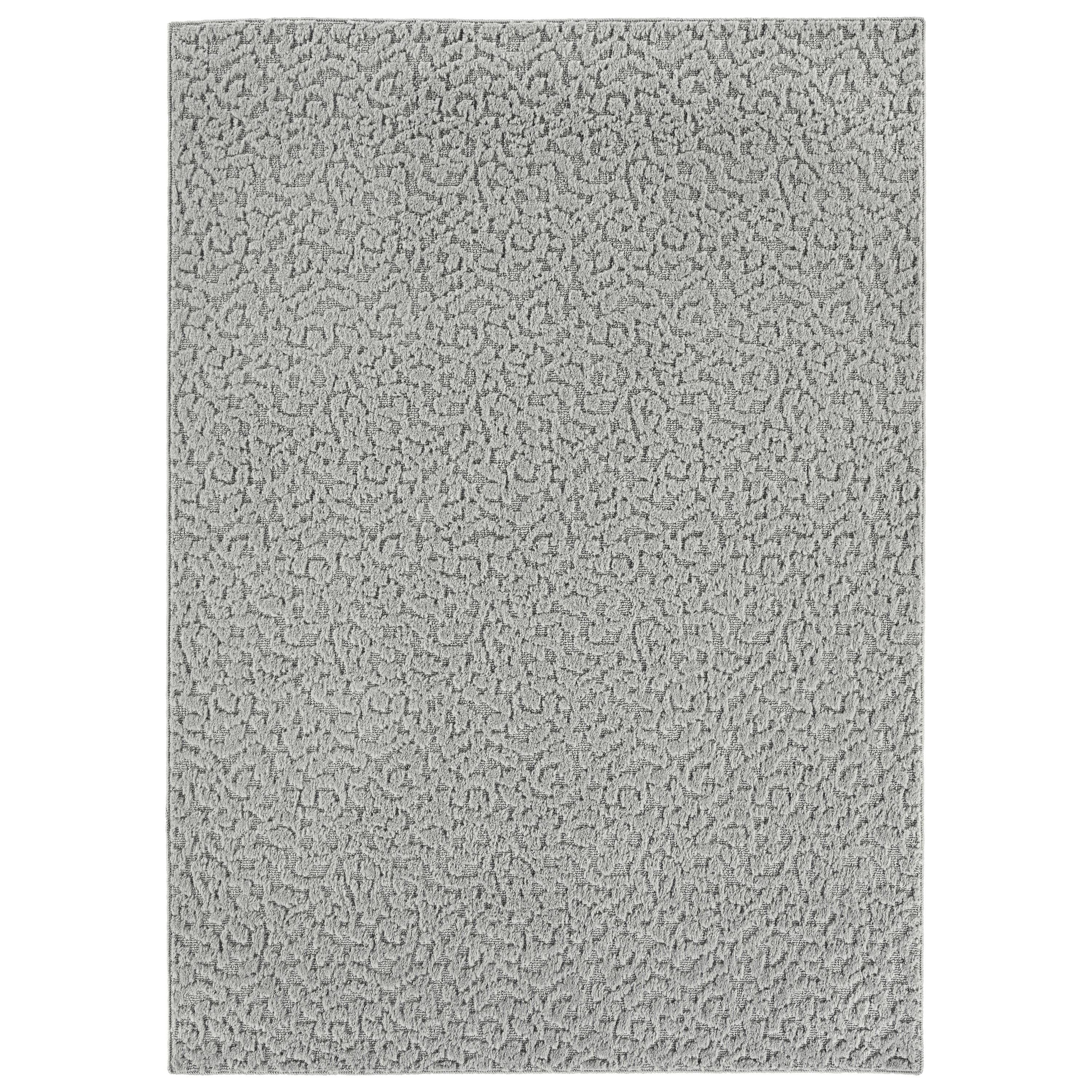 Silver Floral Tufted Synthetic 12' x 15' Area Rug