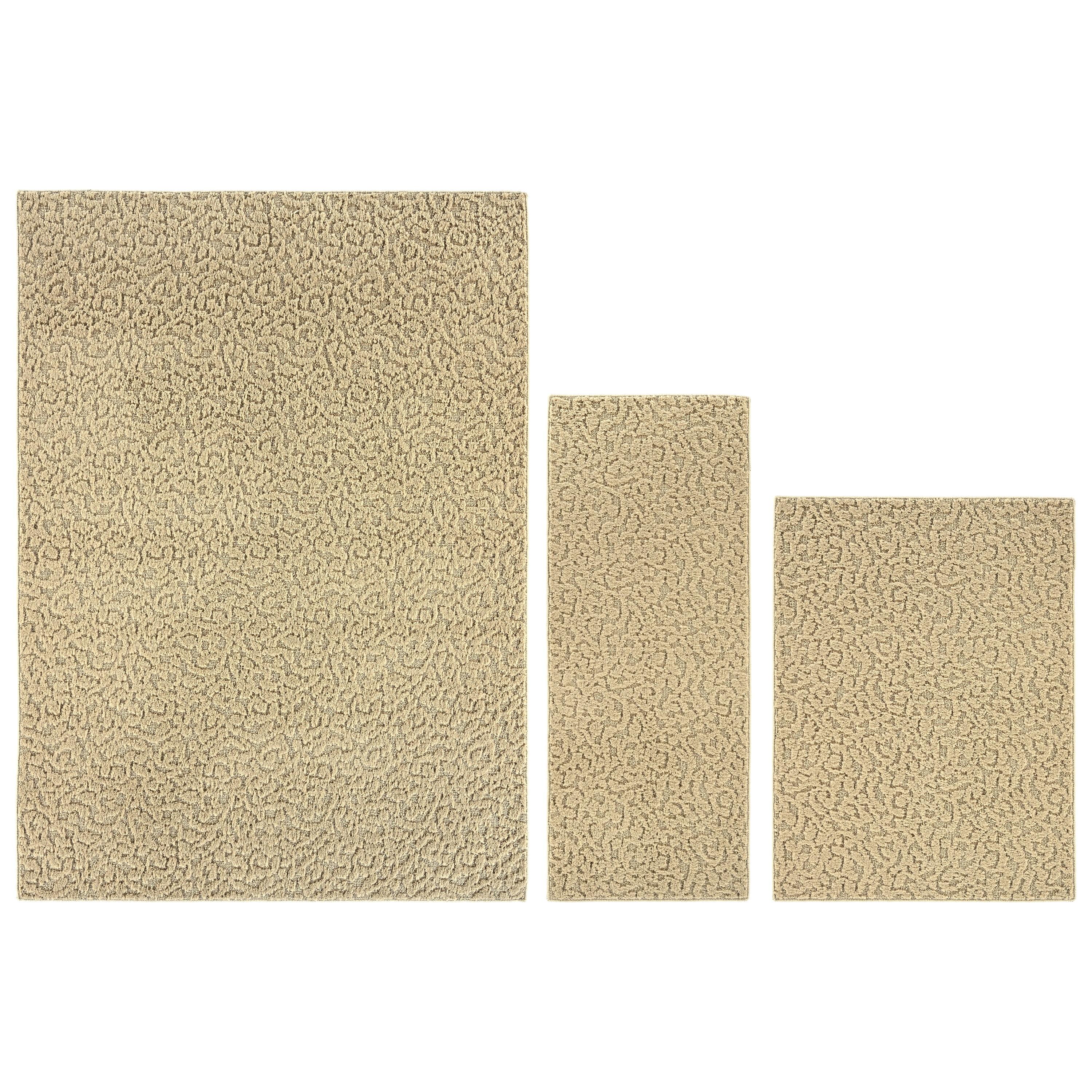 Tan Tufted Non-slip Synthetic 5' x 7' Area Rug Set