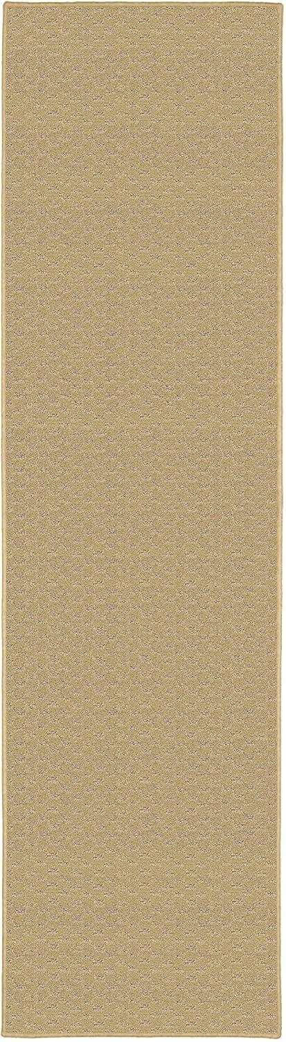 Tan Tufted Medallion Synthetic Runner Rug, 2' x 12'