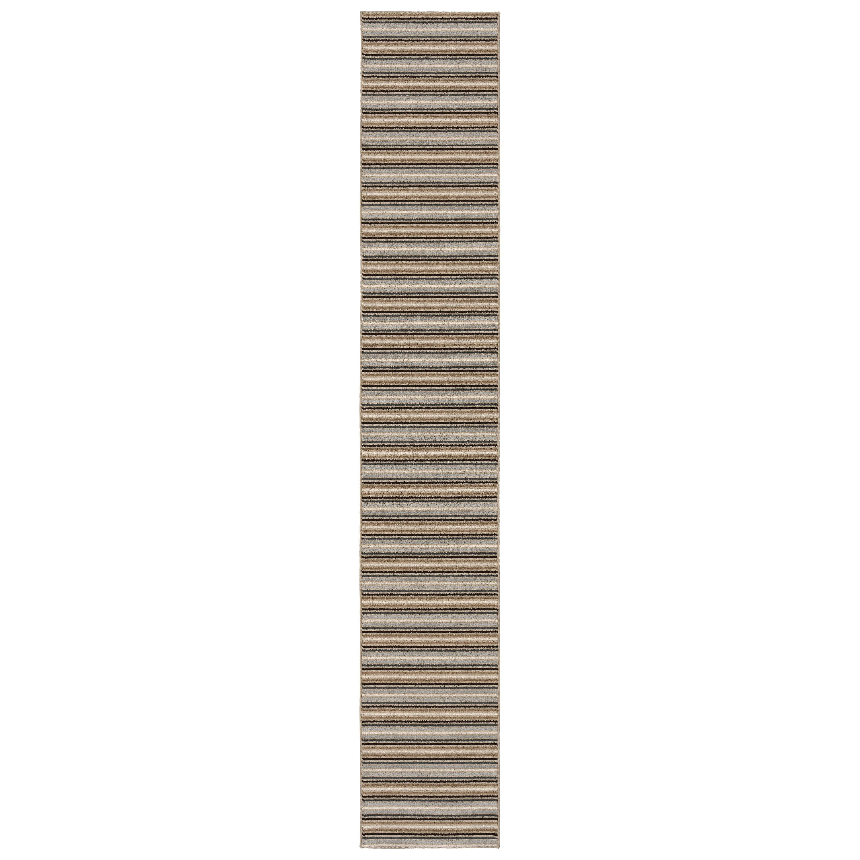 Nantucket Stripe 2' x 12' Earth Tone Synthetic Runner Rug