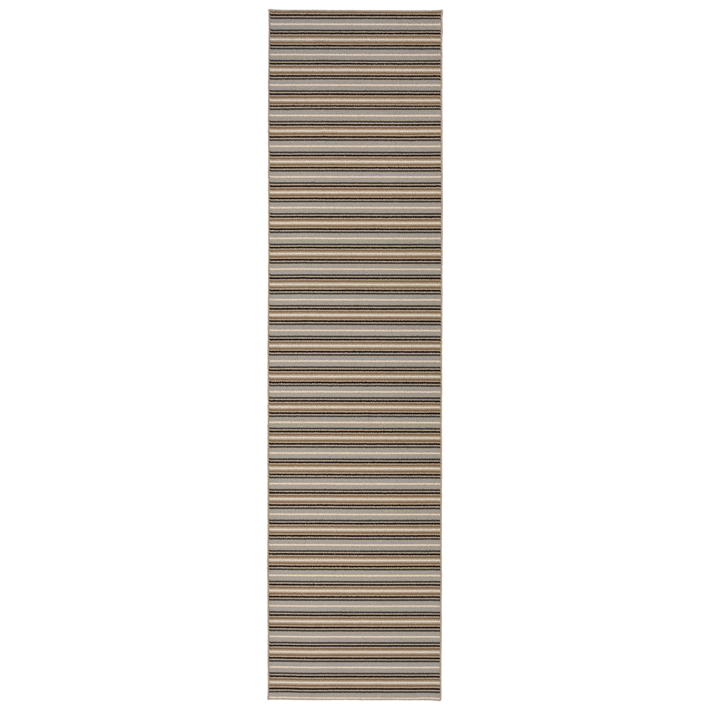 Nantucket Stripe Earth Tone 3' x 12' Tufted Runner Rug