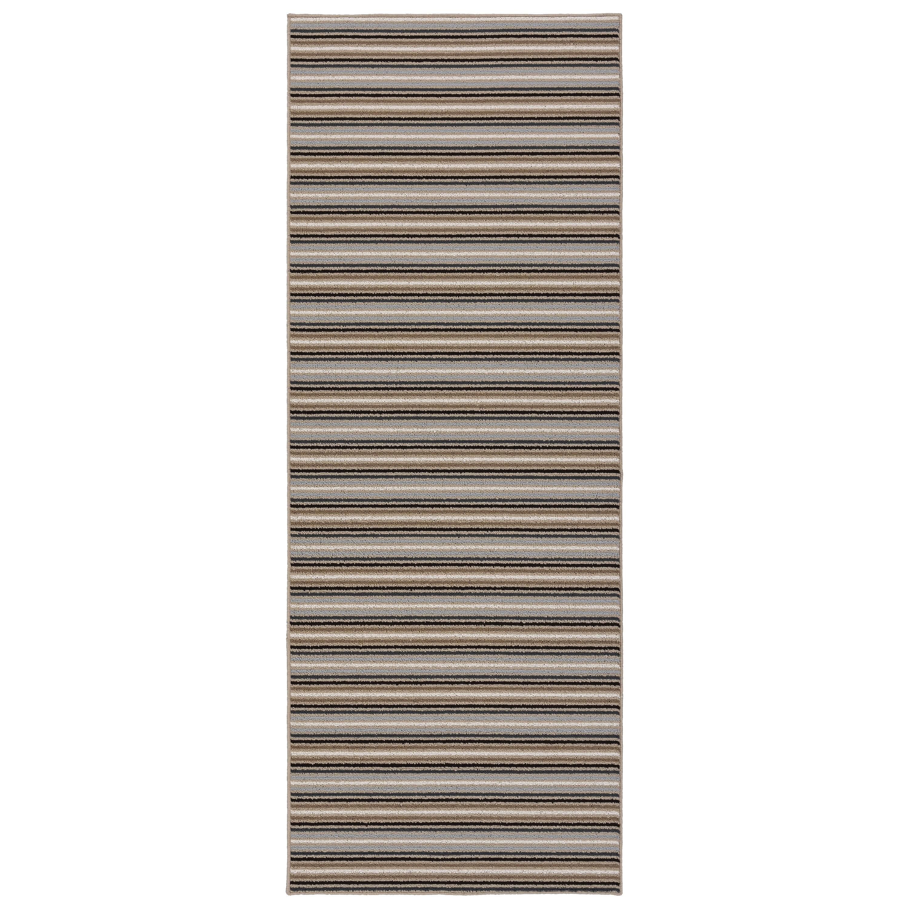 Nantucket Stripe 3x8 Earth Tone Tufted Runner Rug