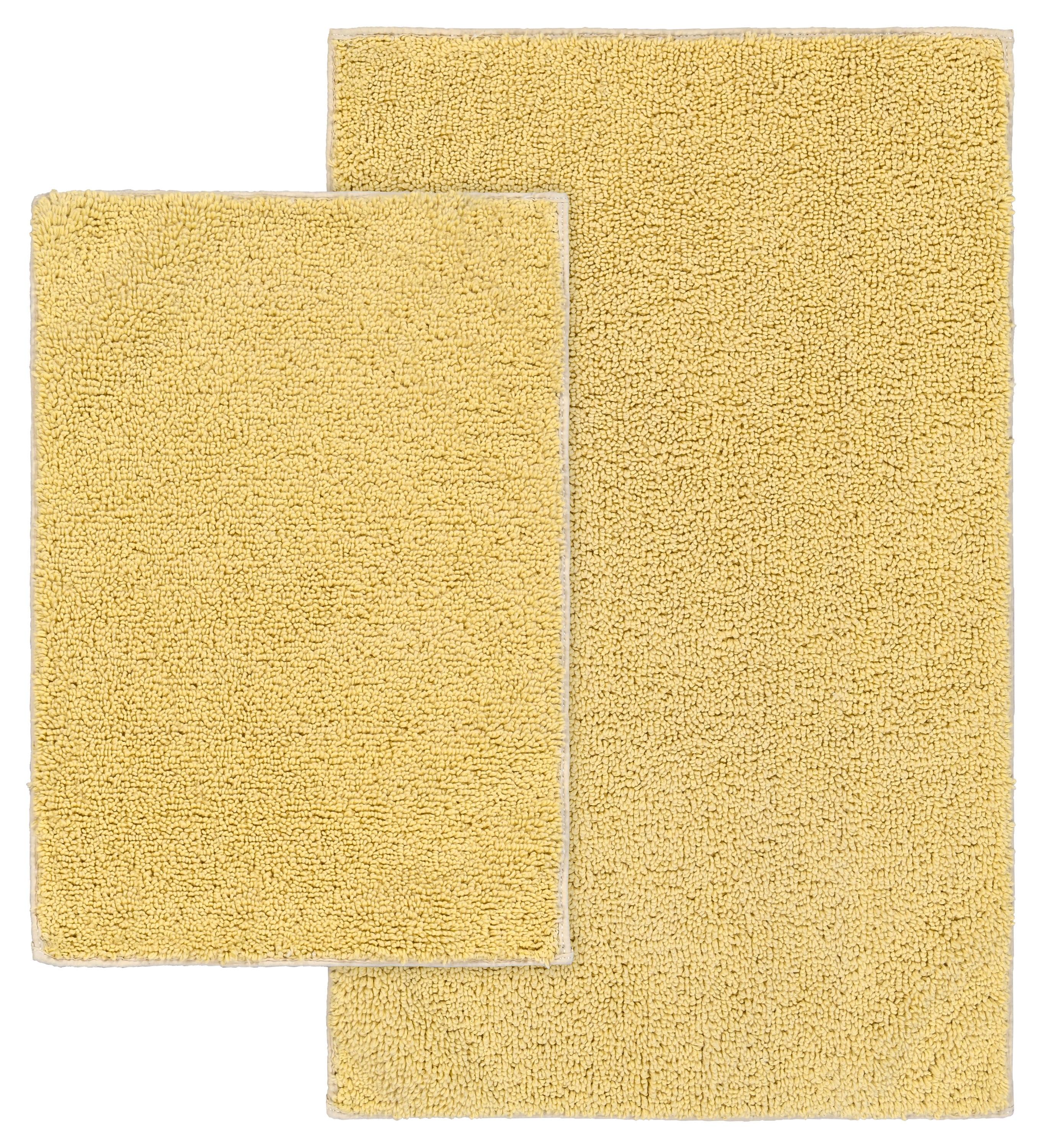 2pc Queen Cotton Washable Bath Rug Set Yellow - Garland Rug: Machine Made, Tufted, Latex Backing