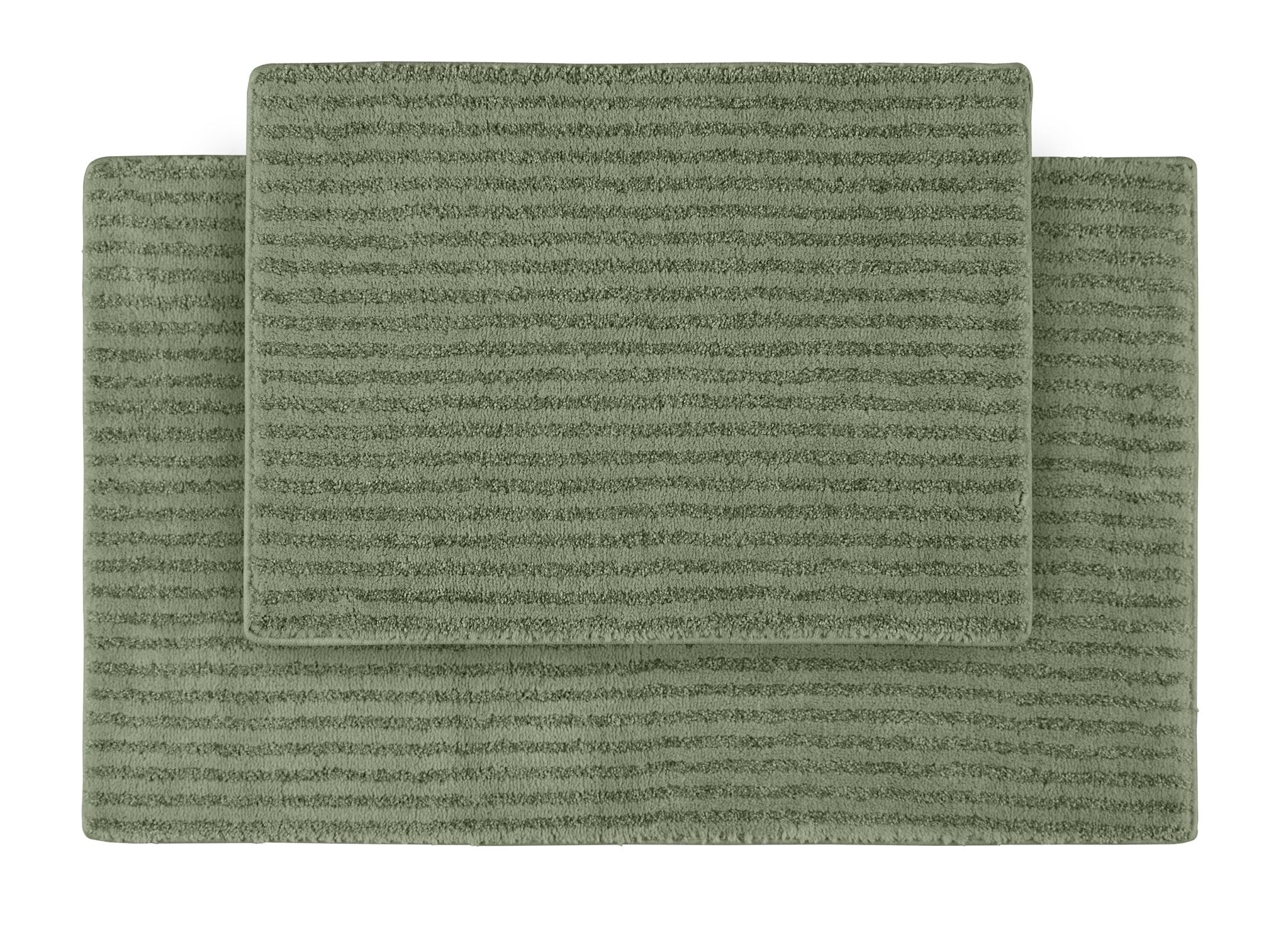 Garland Rug Sheridan Washable Nylon Bath Rug Set, 2 Piece Set (17"x24" Bath Rug, & 21"x34" Bath Rug) Deep Fern