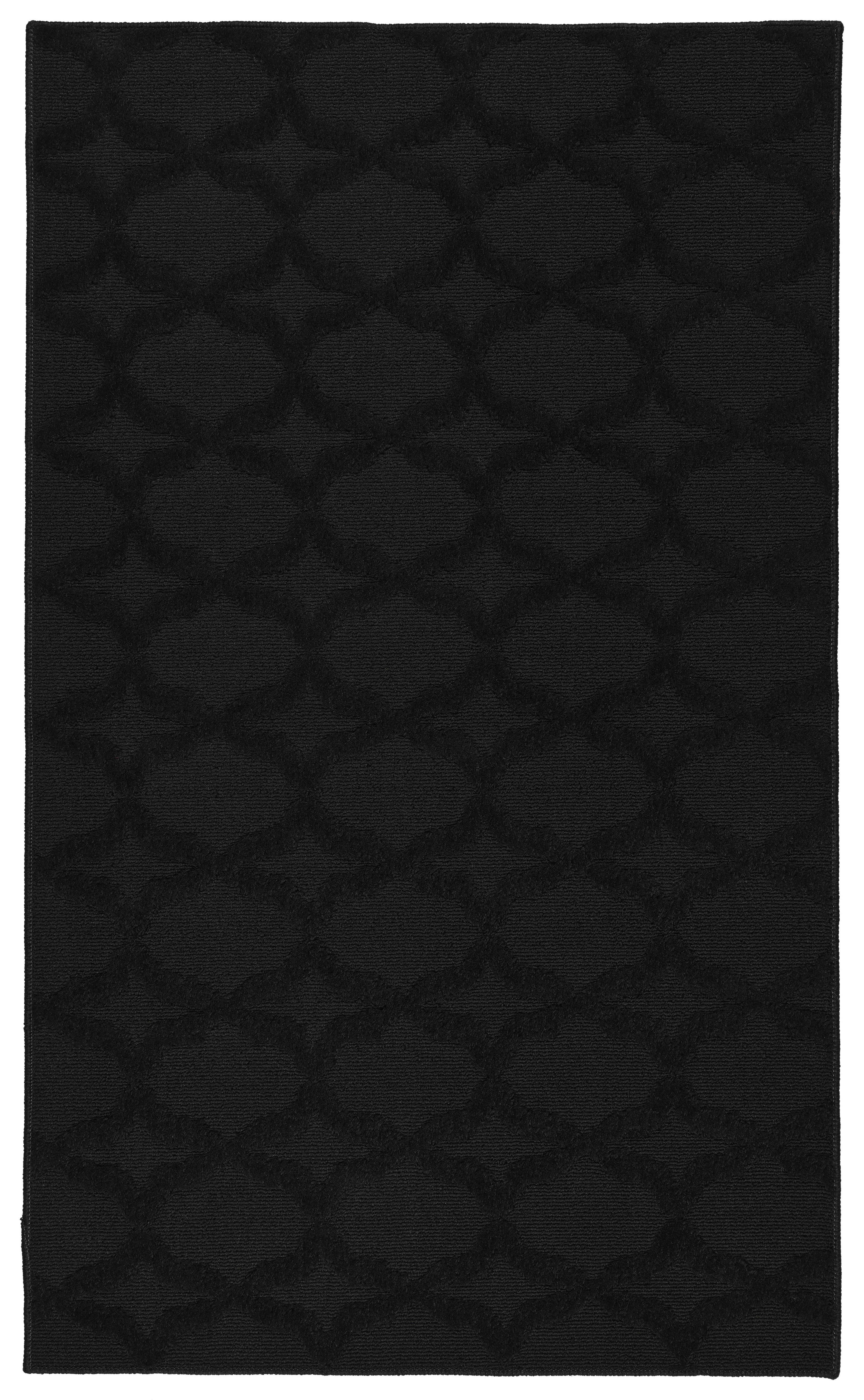 Black Trellis Tufted Reversible Synthetic Area Rug, 3' x 5'