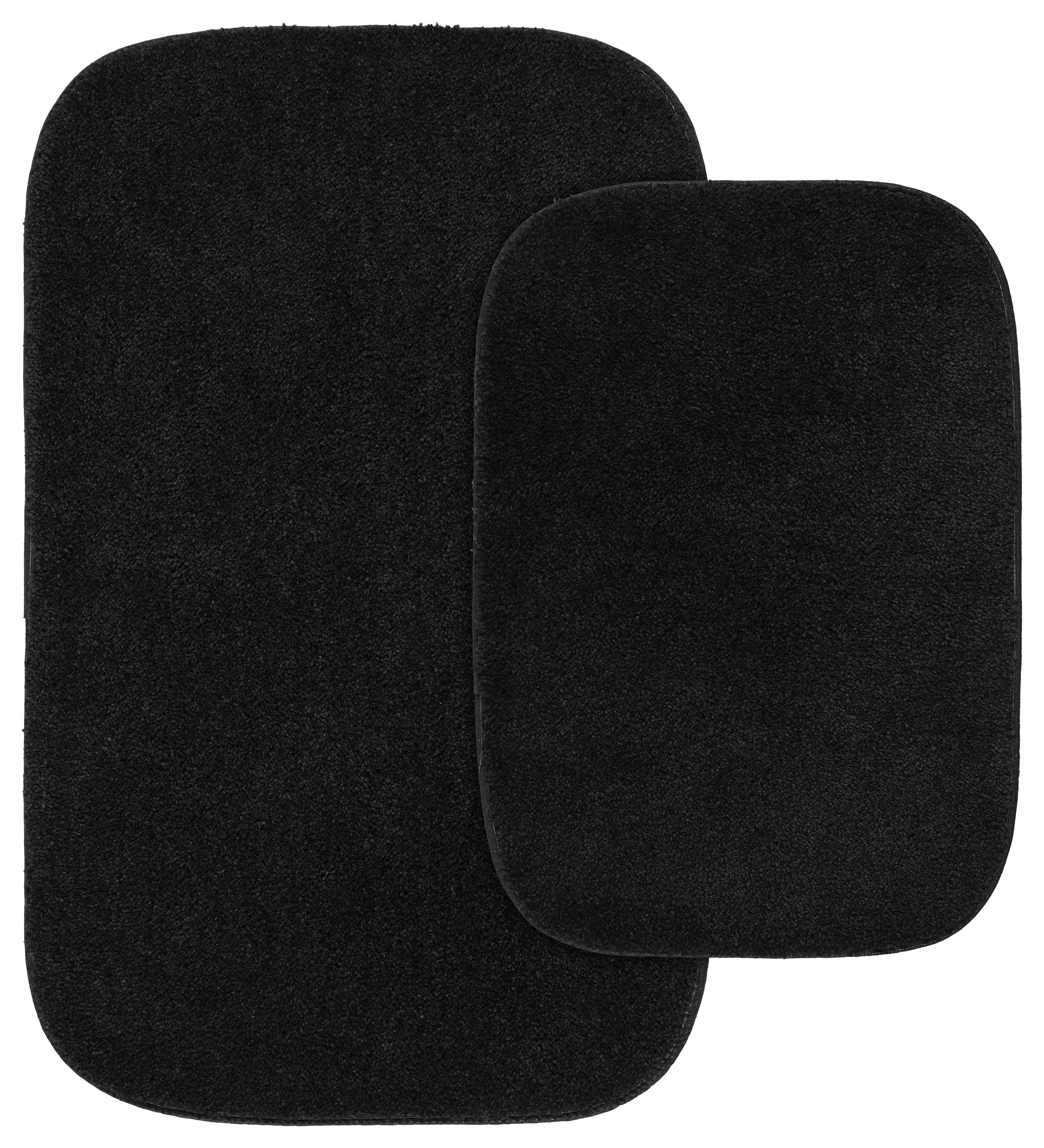 2pc Traditional Washable Nylon Bath Rug Set Black - Garland Rug: Machine Made, Tufted, Latex Backing