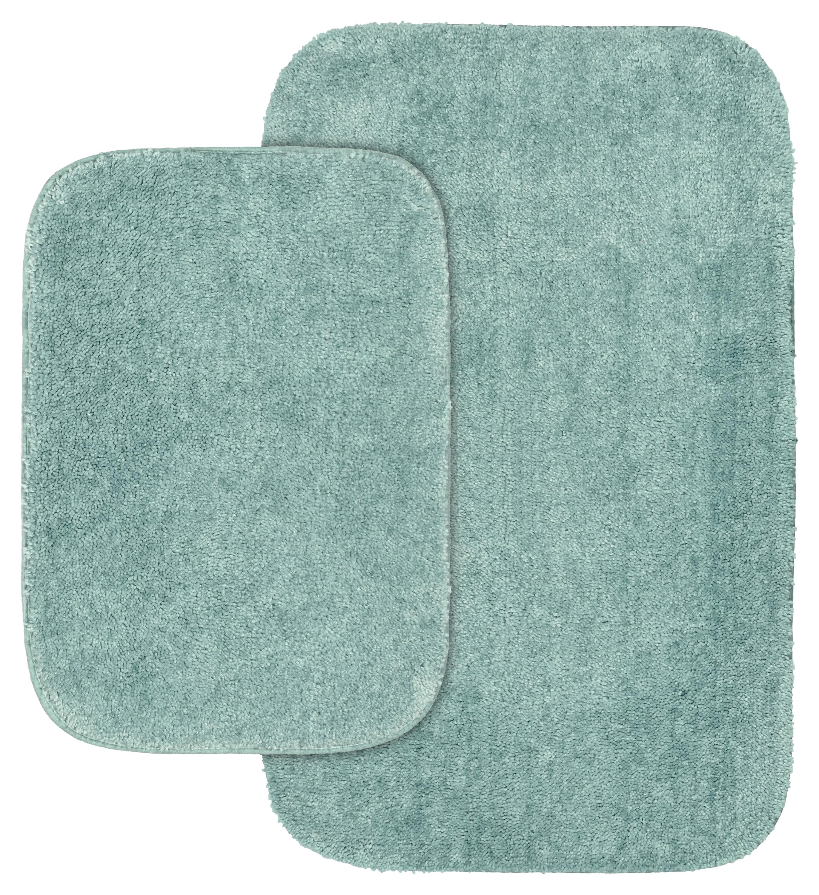 Sea Foam Nylon Traditional Washable 2-Piece Bath Rug Set