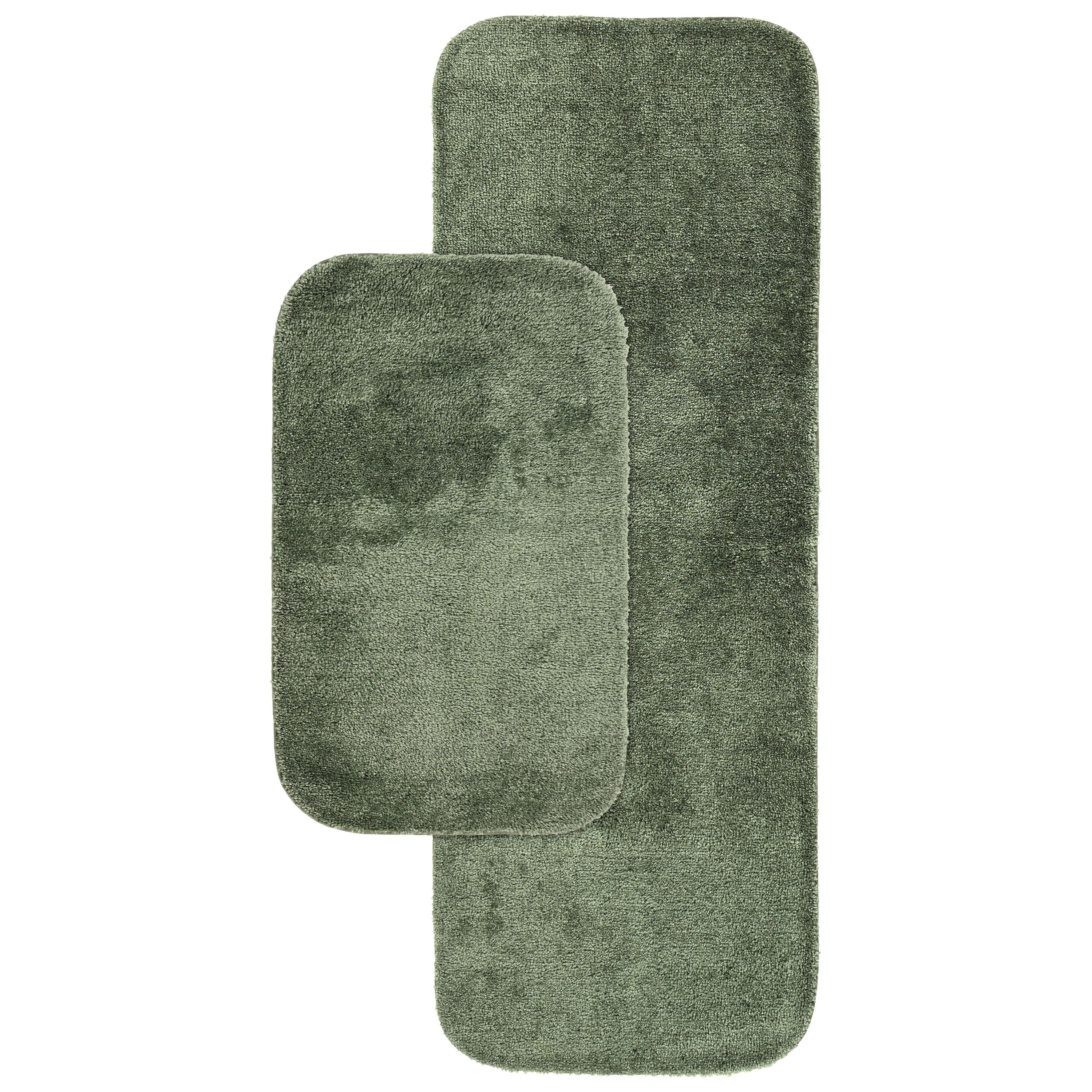 2pc Traditional Nylon Washable Bathroom Rug Set Deep Fern - Garland Rug: Latex Backed, Tufted, Machine Made Bath Mats Set