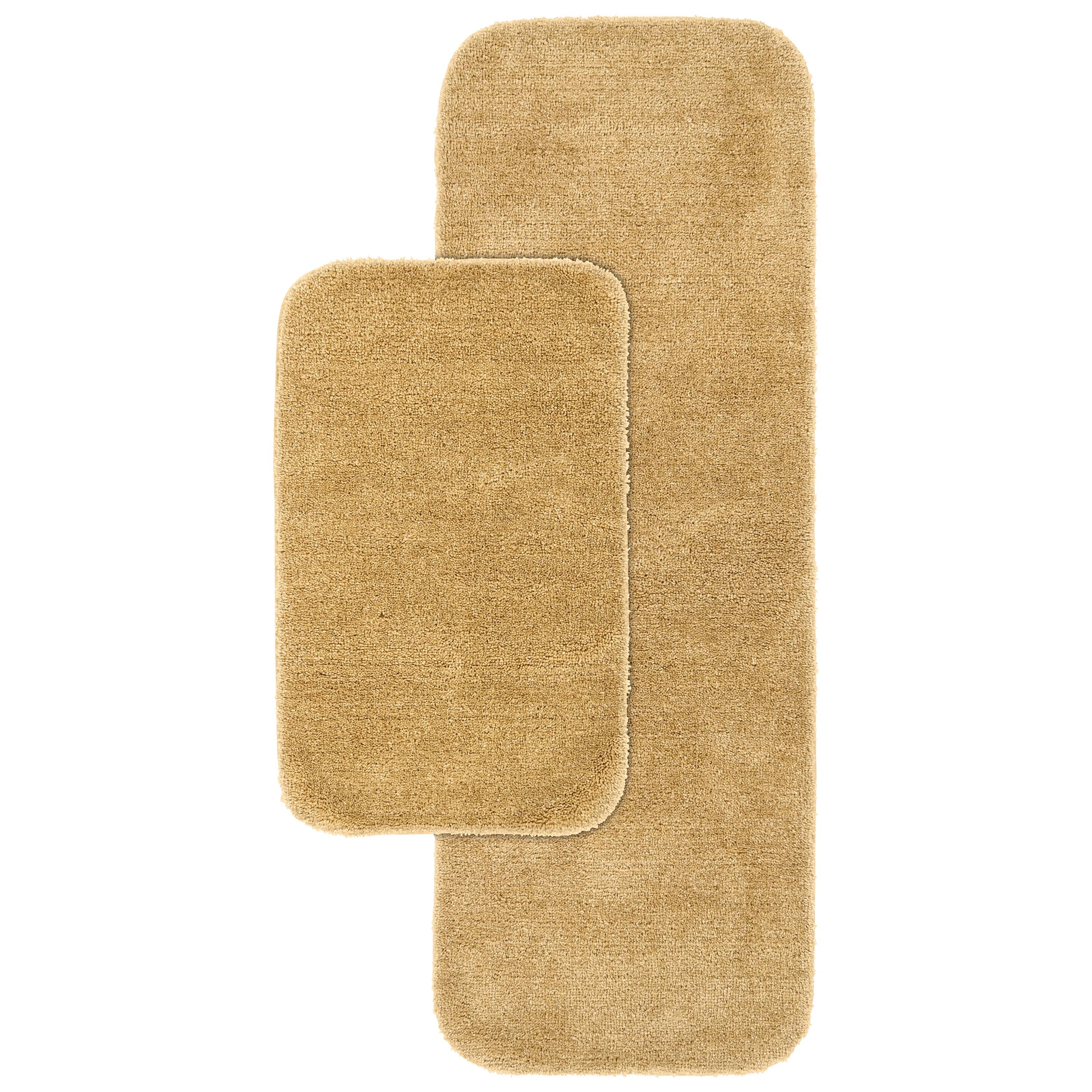 2pc Traditional Nylon Washable Bathroom Rug Set Linen - Garland Rug: Machine Made, Tufted, Latex Backing