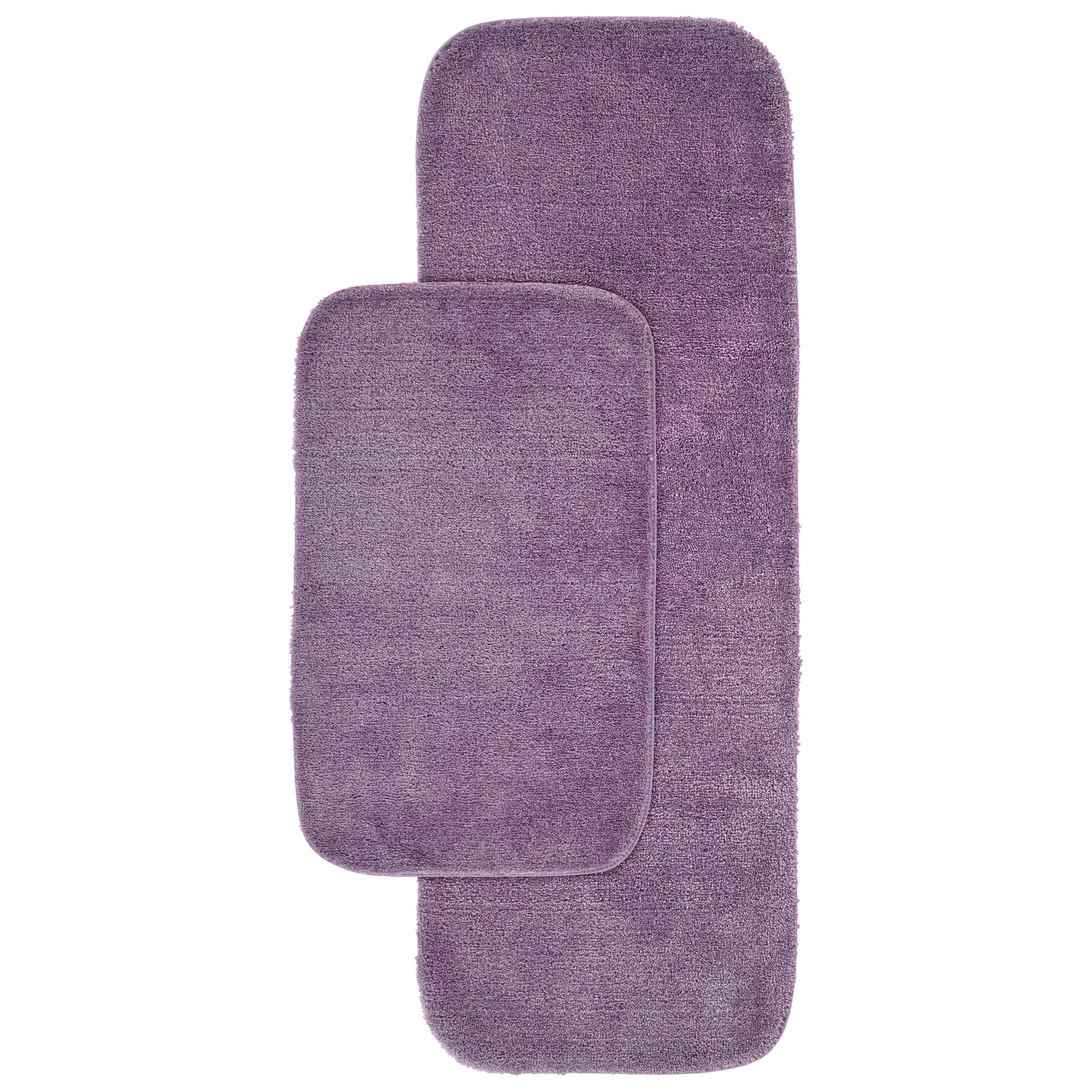 2pc Traditional Nylon Washable Bathroom Rug Set Purple - Garland Rug: Machine Made, Tufted, Latex Backing