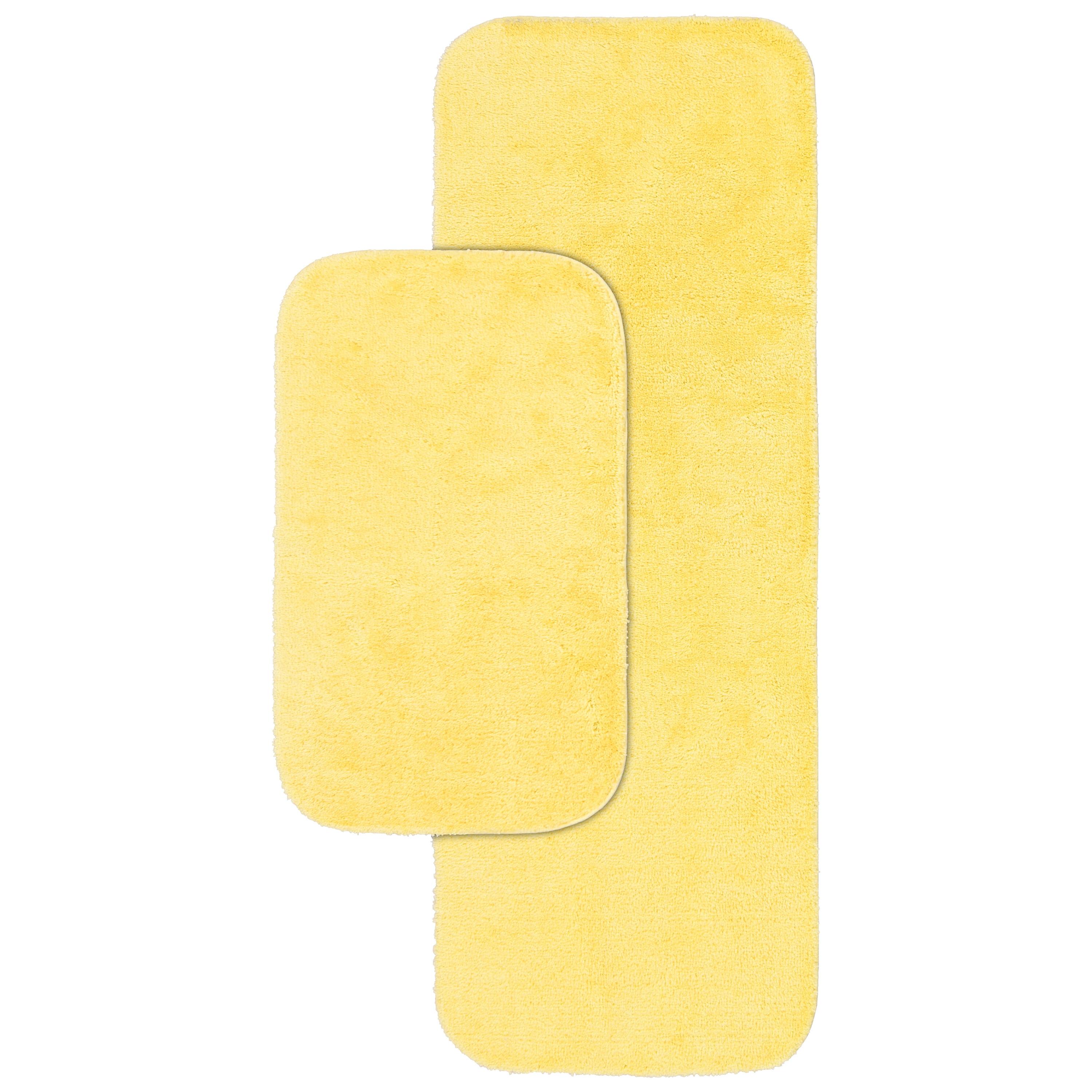 2pc Traditional Nylon Washable Bathroom Rug Set Yellow - Garland Rug