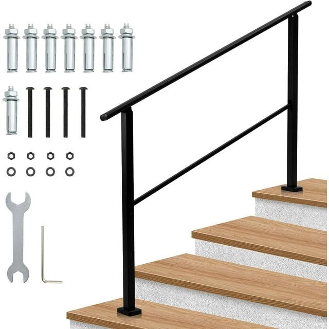 Metal Hand Rails for Outdoor Steps, Outdoor Handrail Stair Railing Kit, Exterior Hand Rails, 4 Steps
