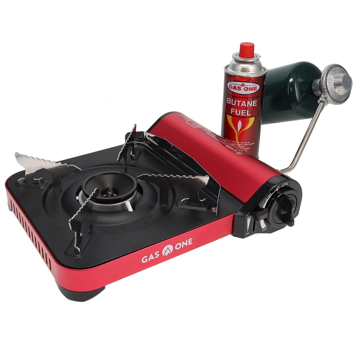 Red Portable Single Burner Gas Stove with Piezo Ignition