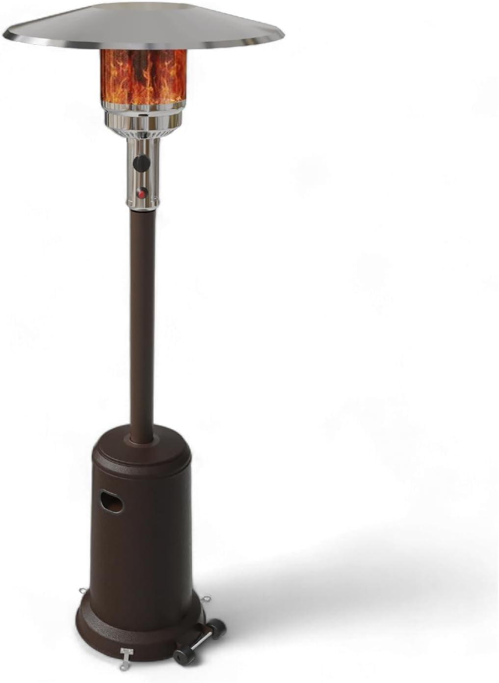 Brown Stainless Steel Propane Outdoor Patio Heater with Wheels