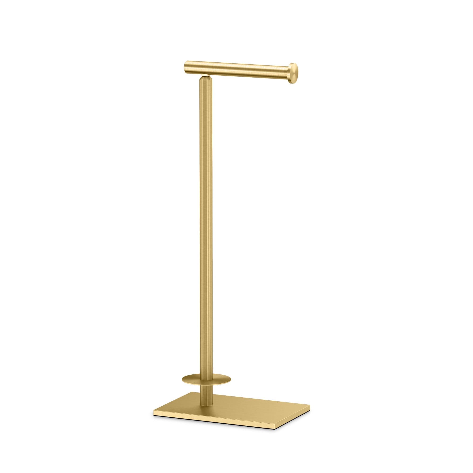 Brushed Brass Freestanding Toilet Paper Holder with Storage