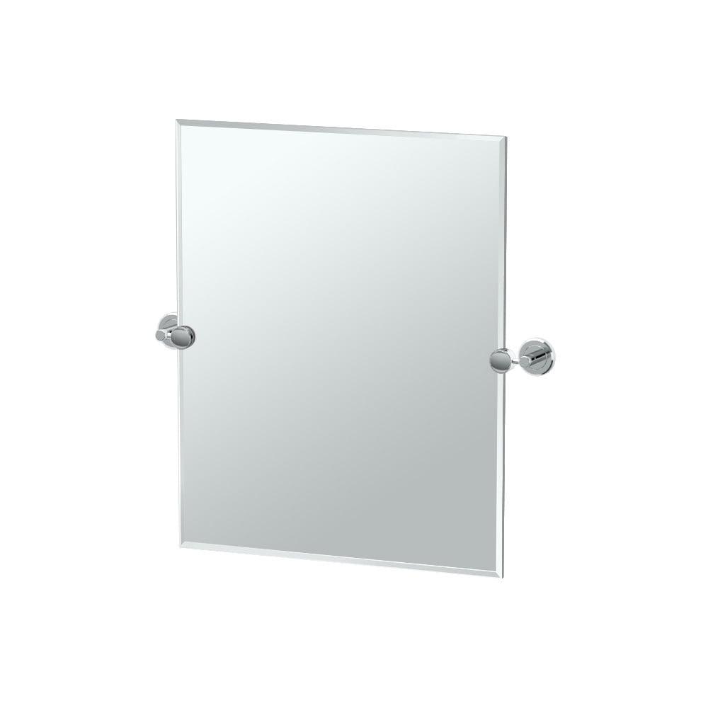 Latitude II Wall Mounted Frameless Beveled Rectangle Mirror | Pivoting Bathroom Vanity Wall Mirror